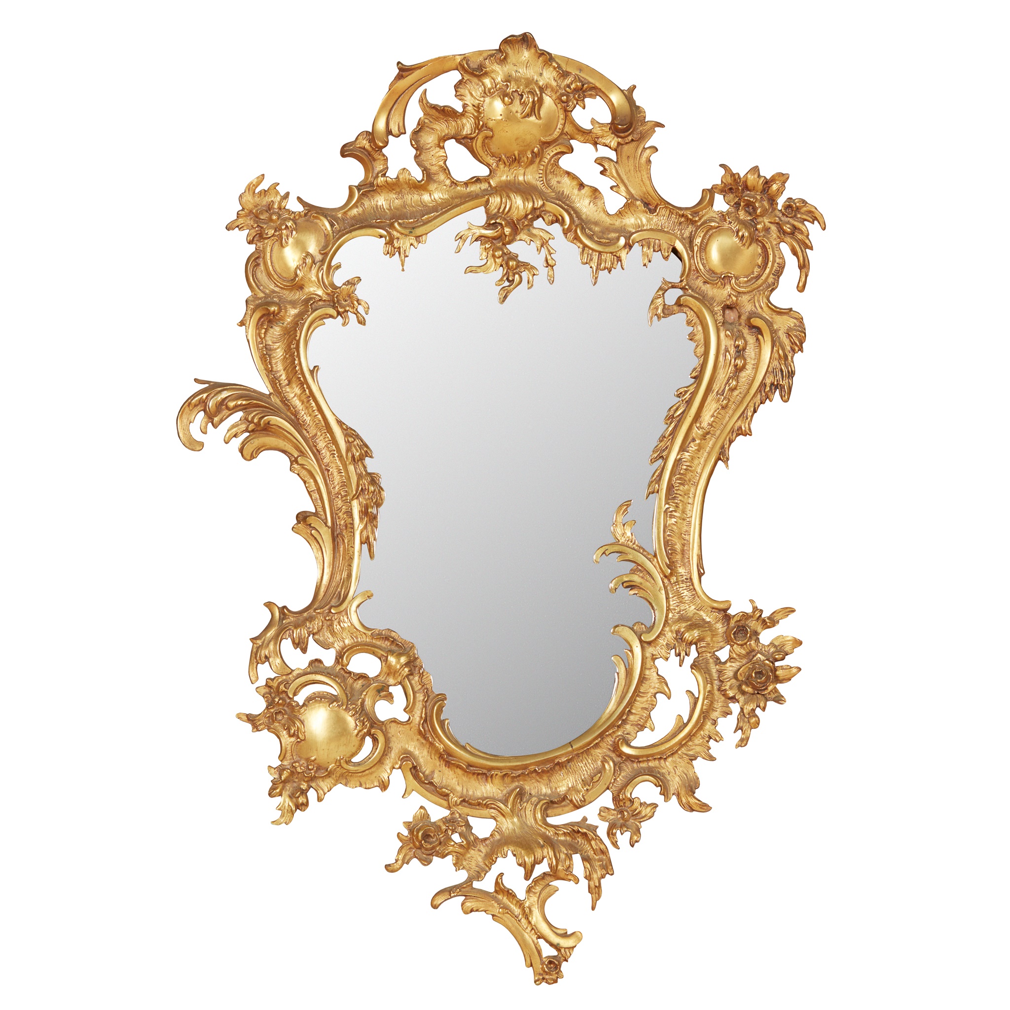 FRENCH ROCOCO STYLE GILT METAL MIRROR