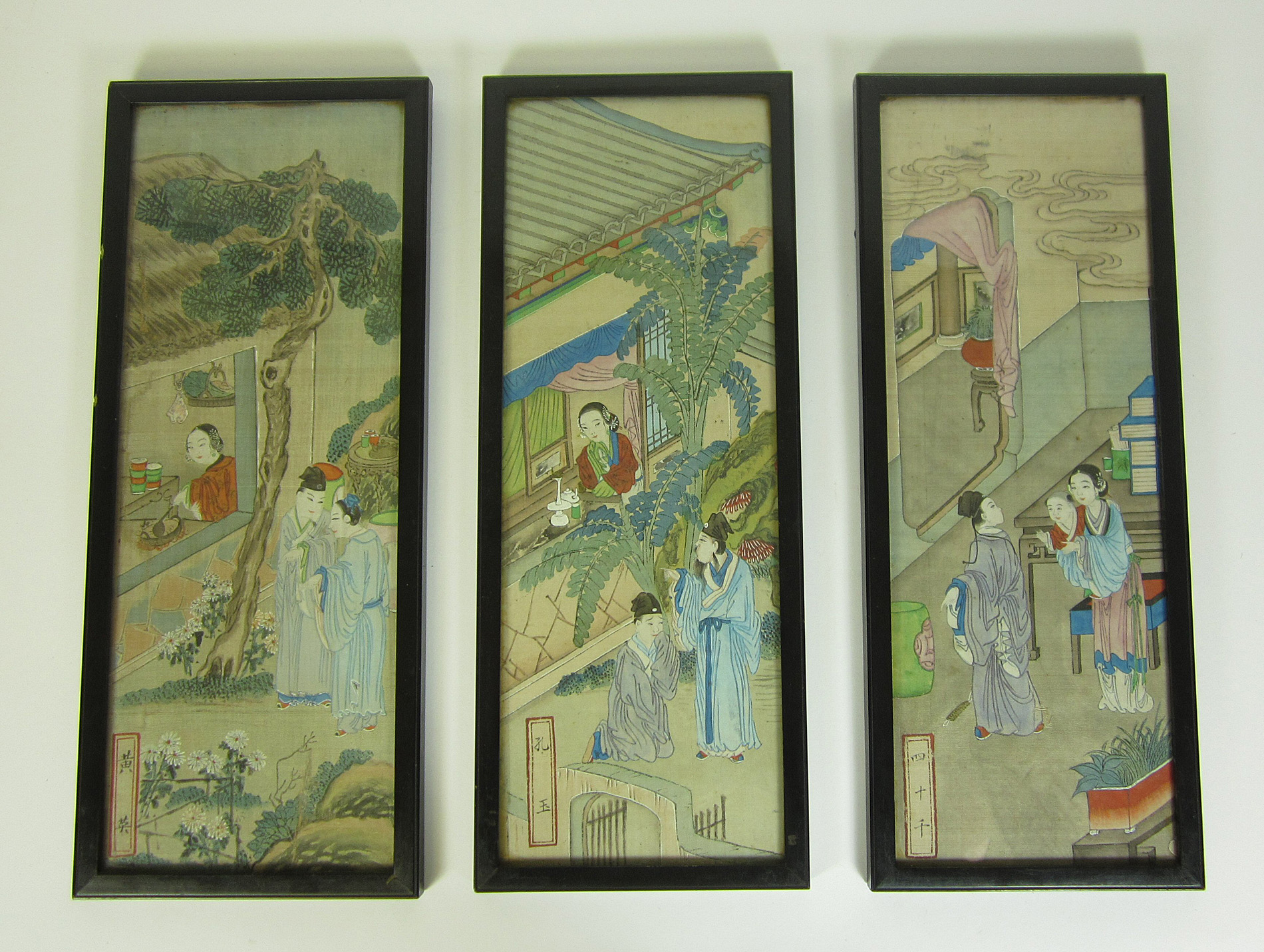 SIX CHINESE SILK PAINTINGS