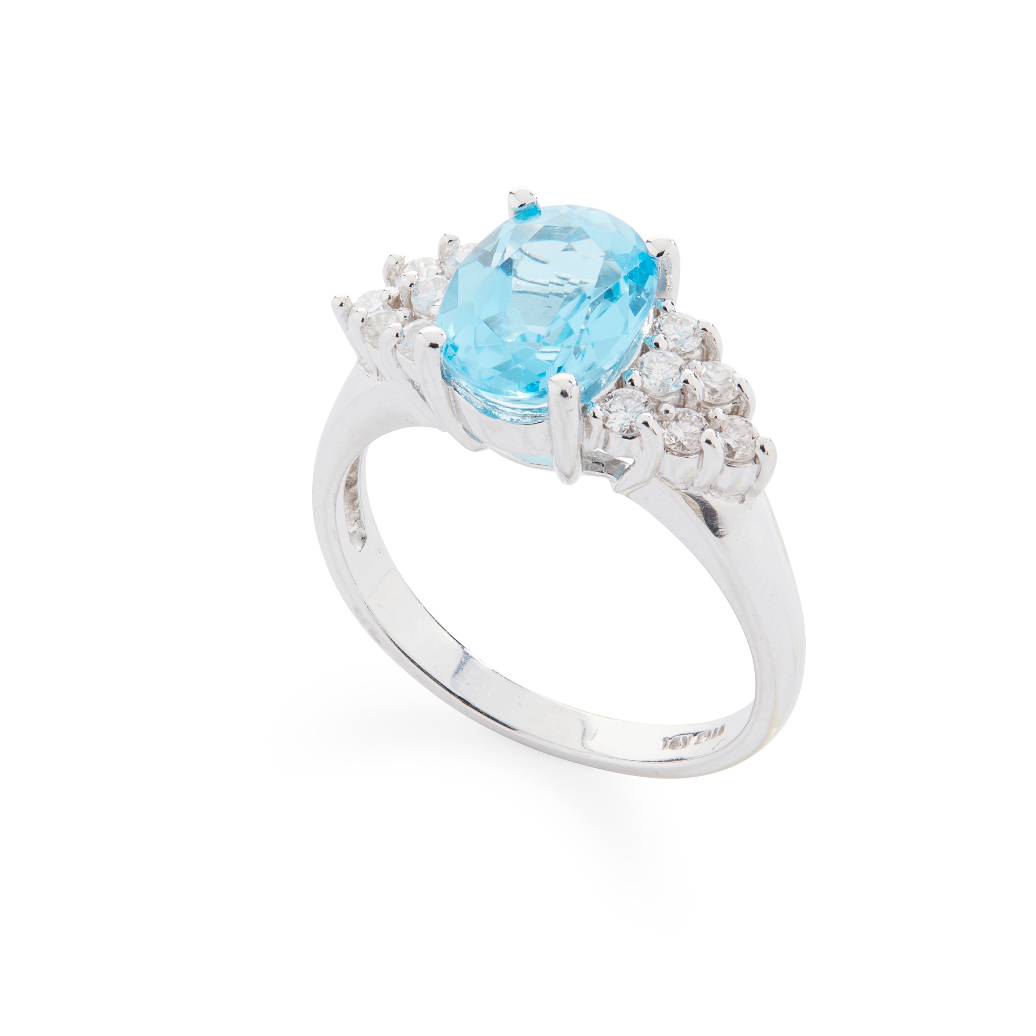 A blue topaz and diamond ring
