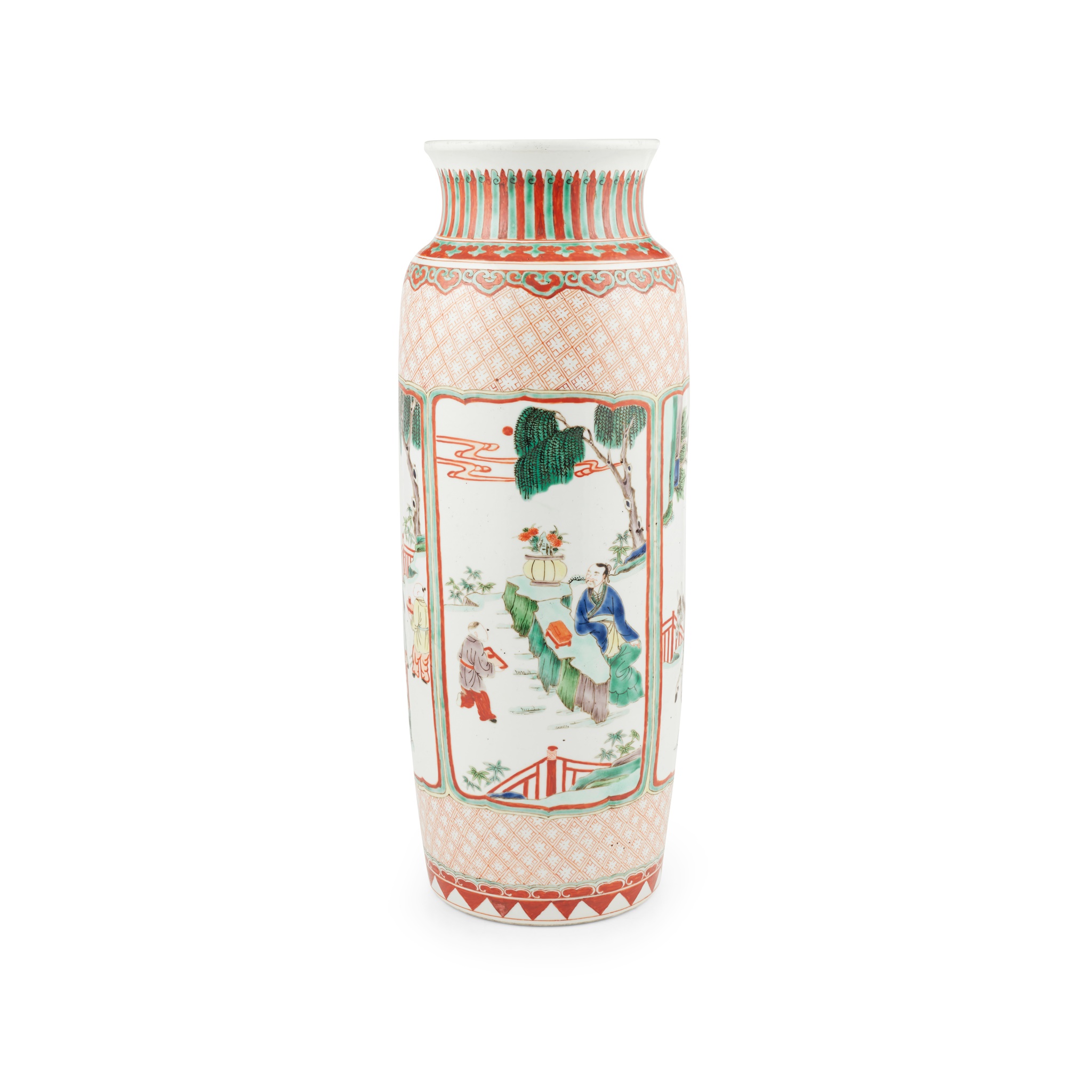 WUCAI 'FIGURAL' ROULEAU VASE