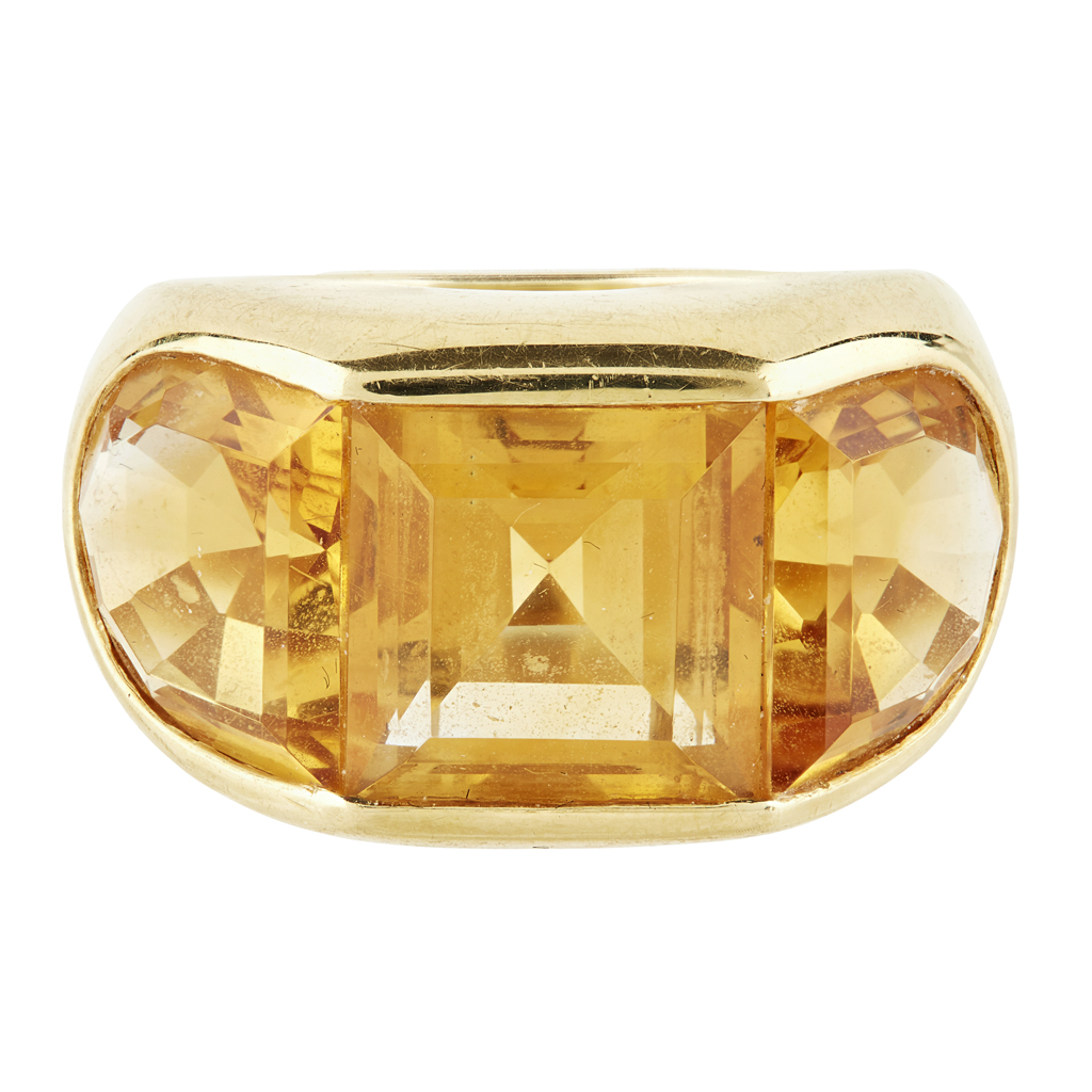 A citrine set cocktail ring