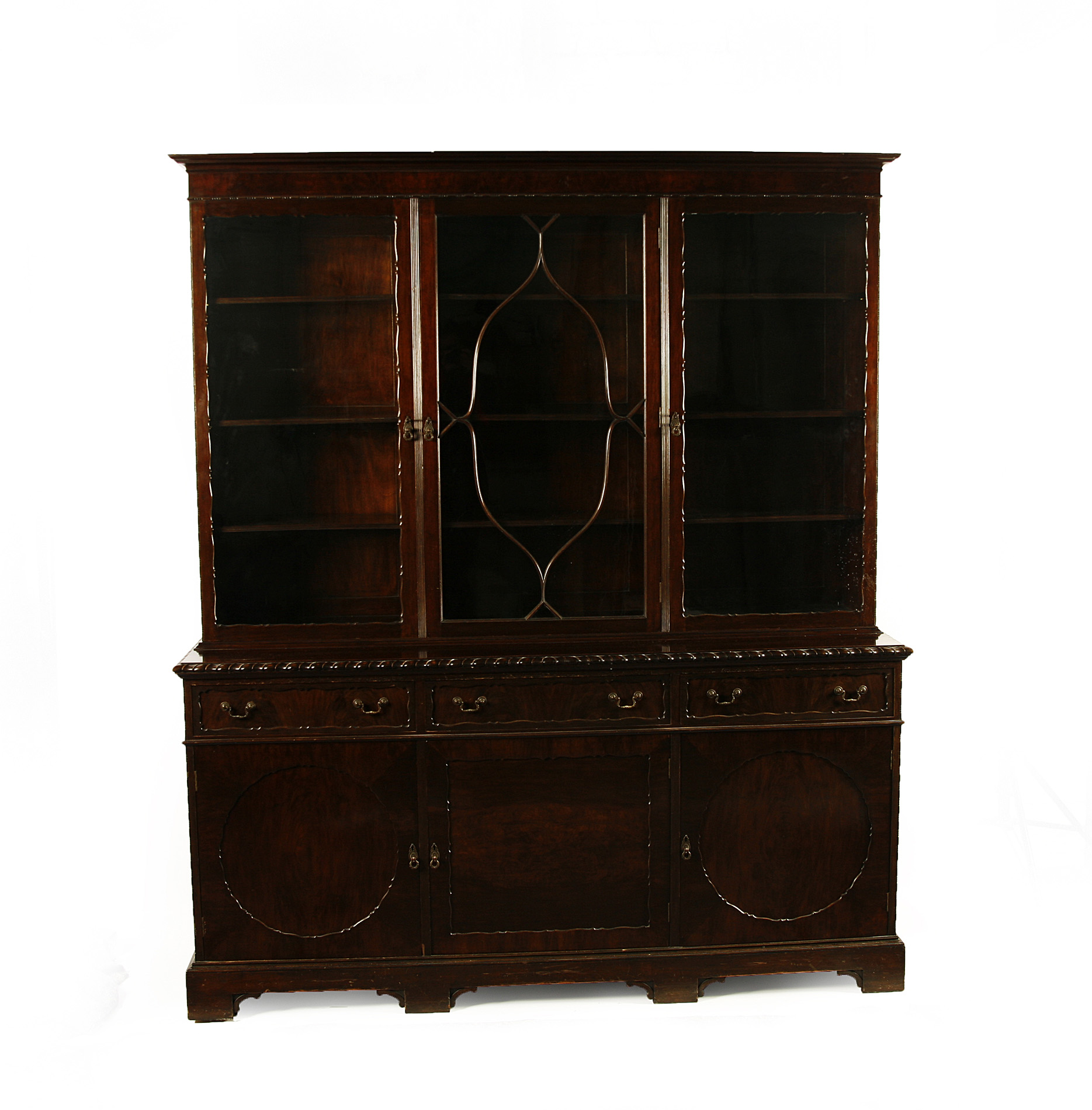 EDWARDIAN MAHOGANY BOOKCASE AND UNDERCABINET