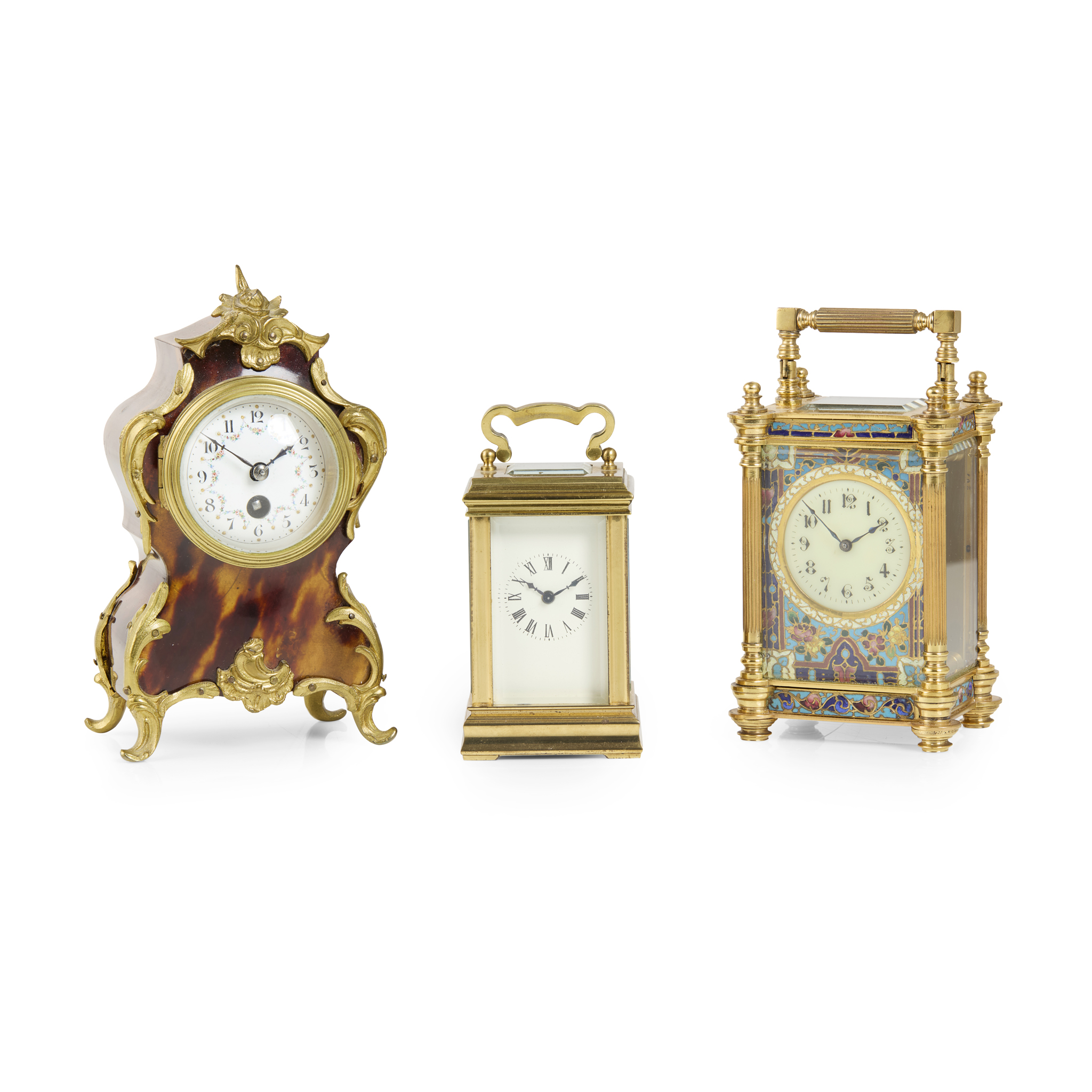 GROUP OF THREE FRENCH MINIATURE CLOCKS