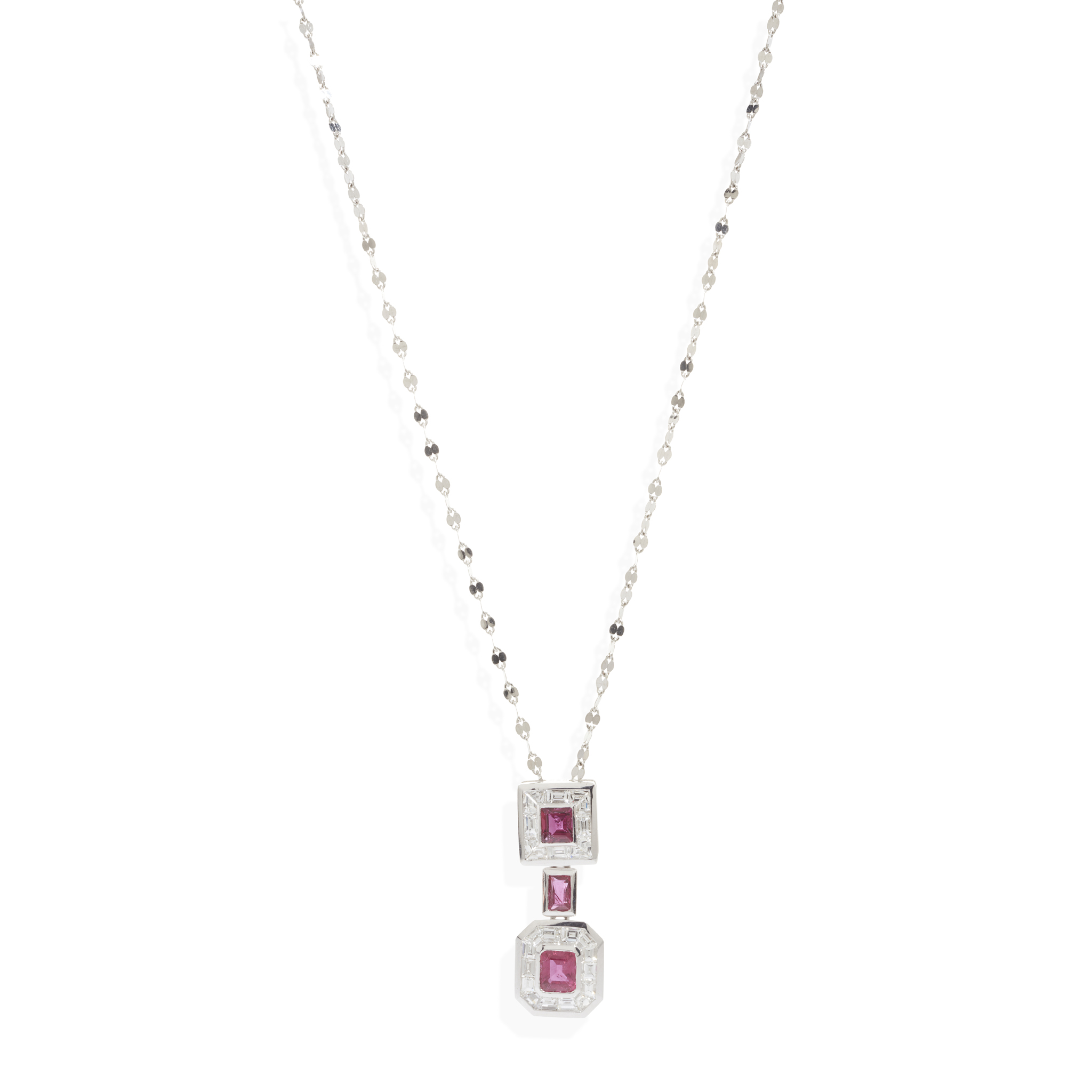 A ruby and diamond pendant necklace