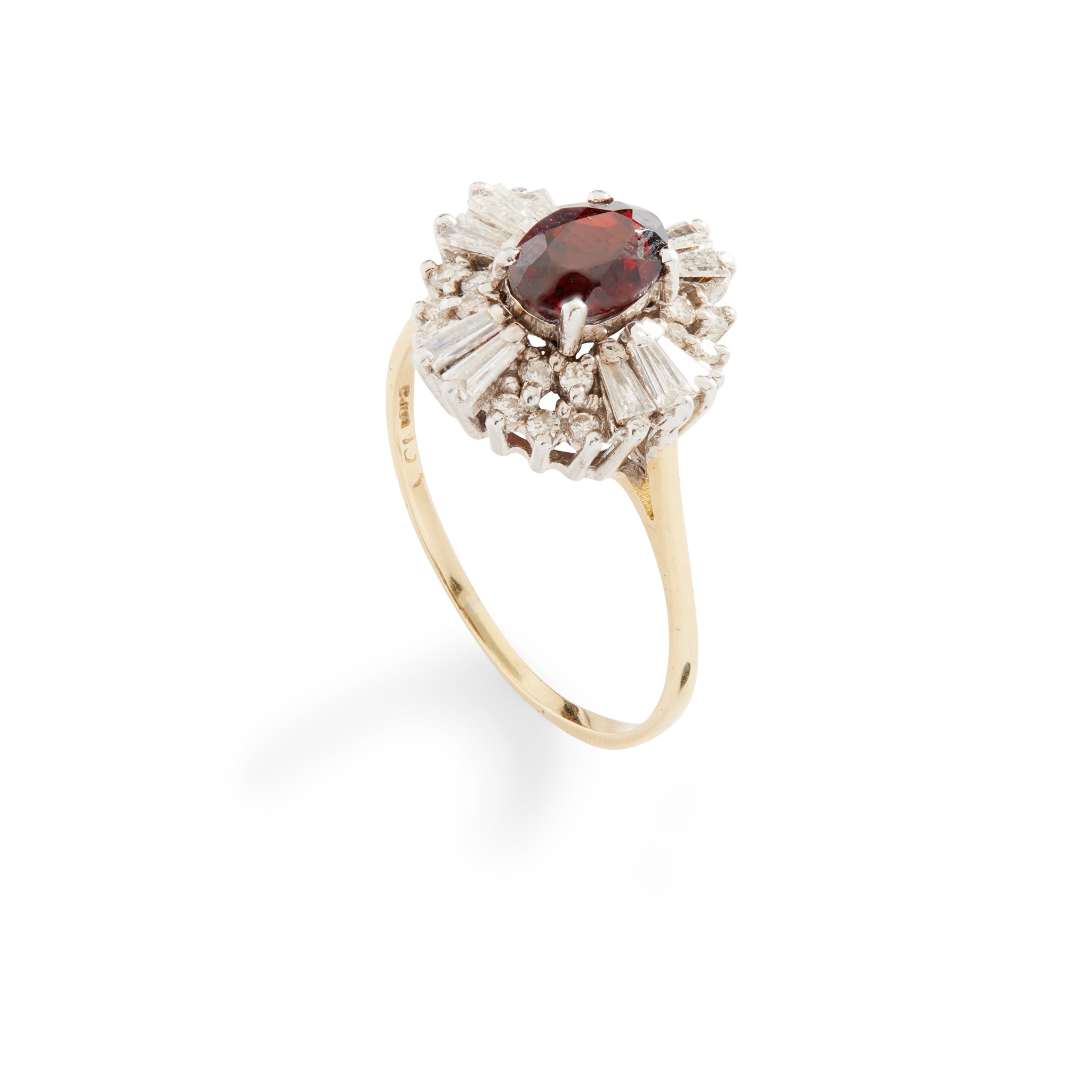 A garnet and diamond cluster ring