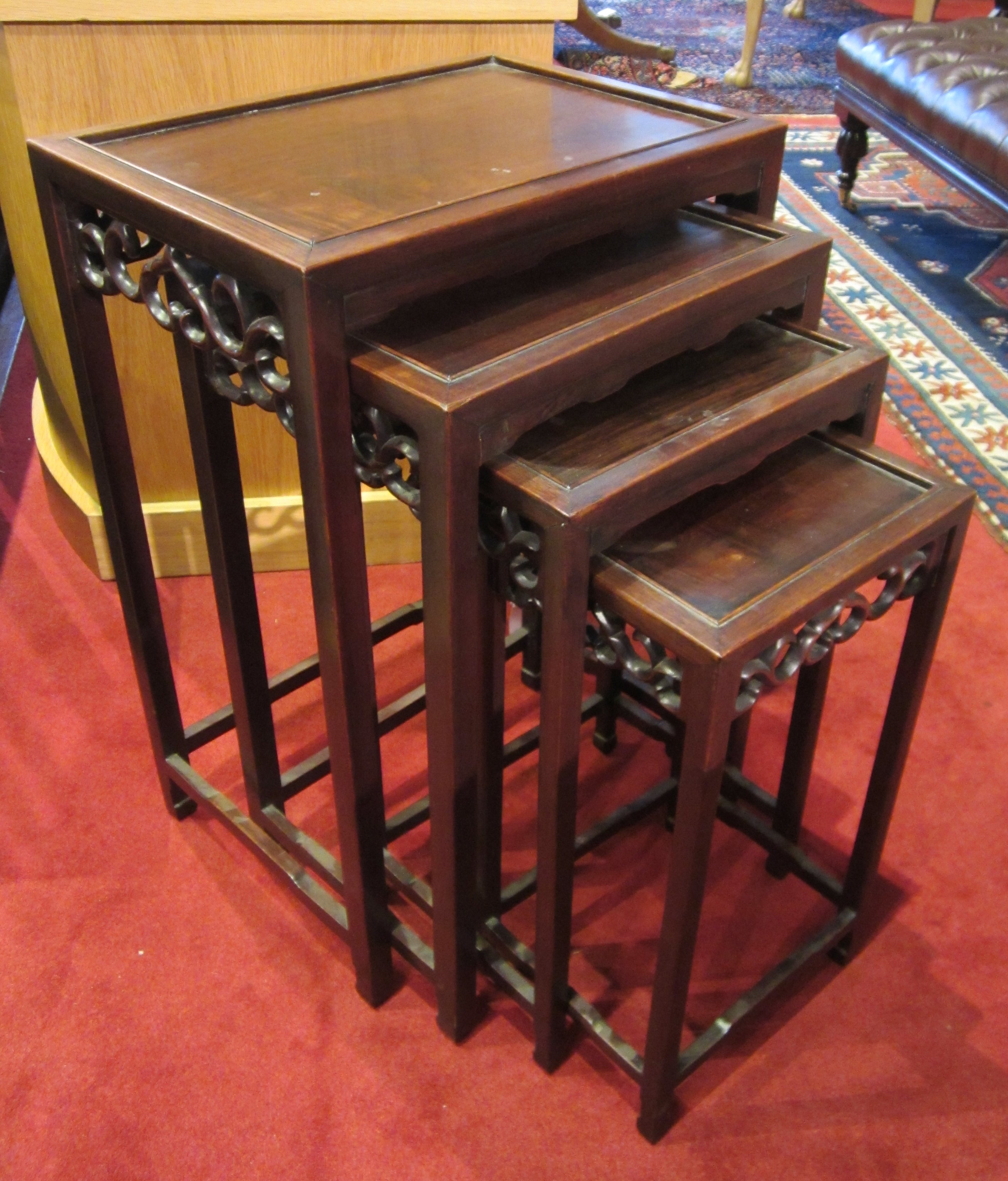 SET OF FOUR CHINESE HARDWOOD OCCASIONAL TABLES