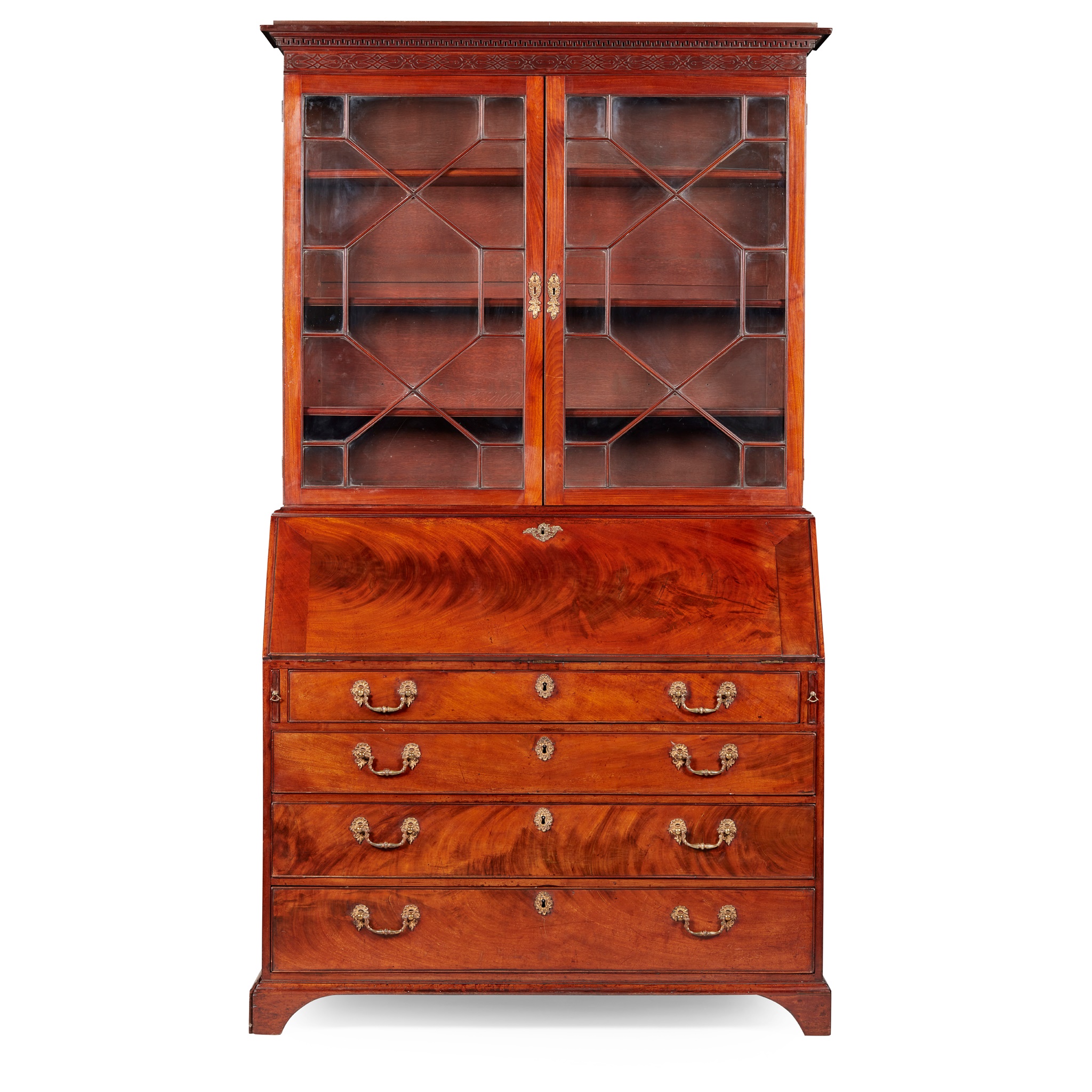 GEORGE III MAHOGANY BUREAU BOOKCASE