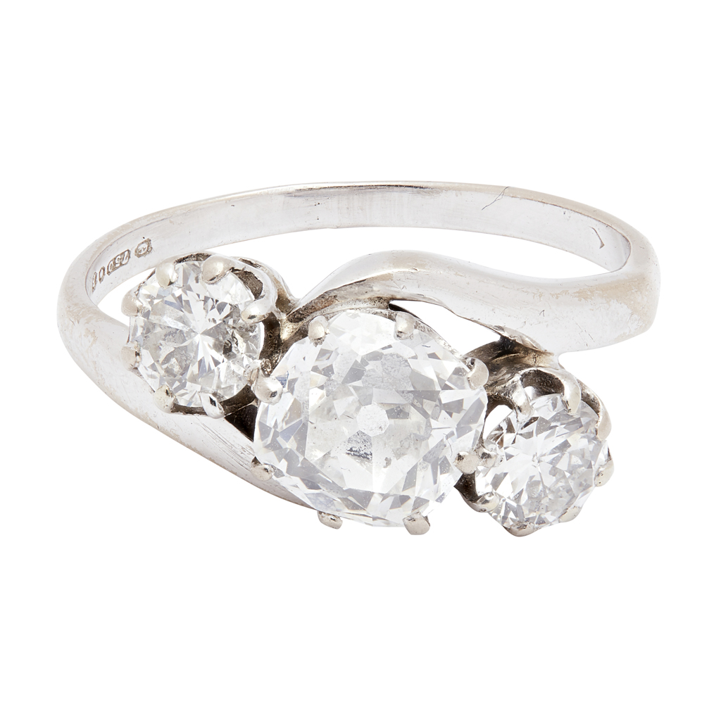 A three stone diamond ring