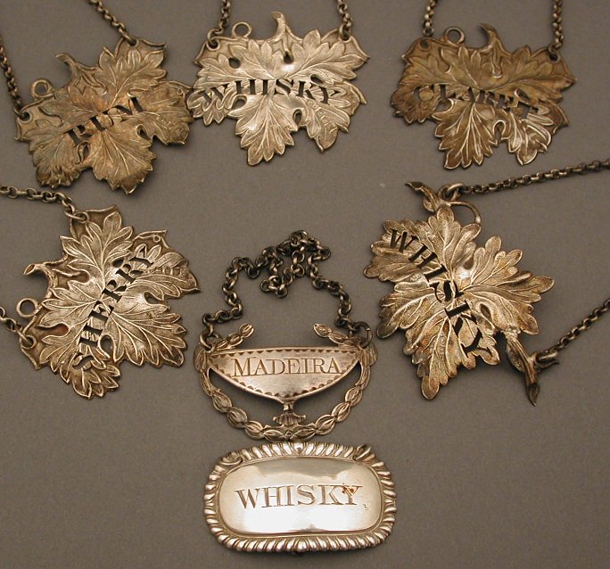 A collection of wine and spirit labels