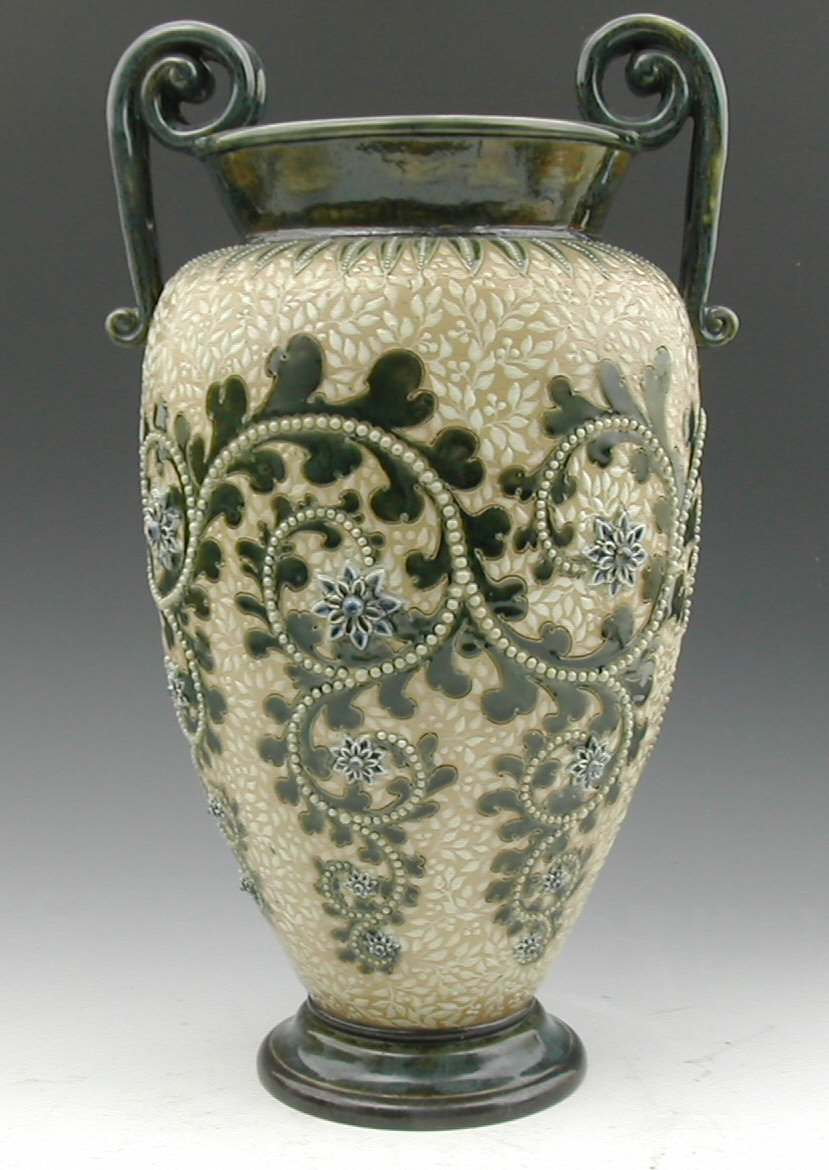 A large twin- handled Doulton Lambeth stoneware vase,