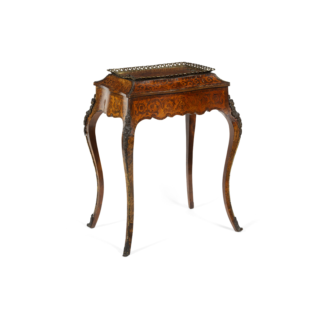 FRENCH KINGWOOD AND AMBOYNA MARQUETRY JARDINIERE