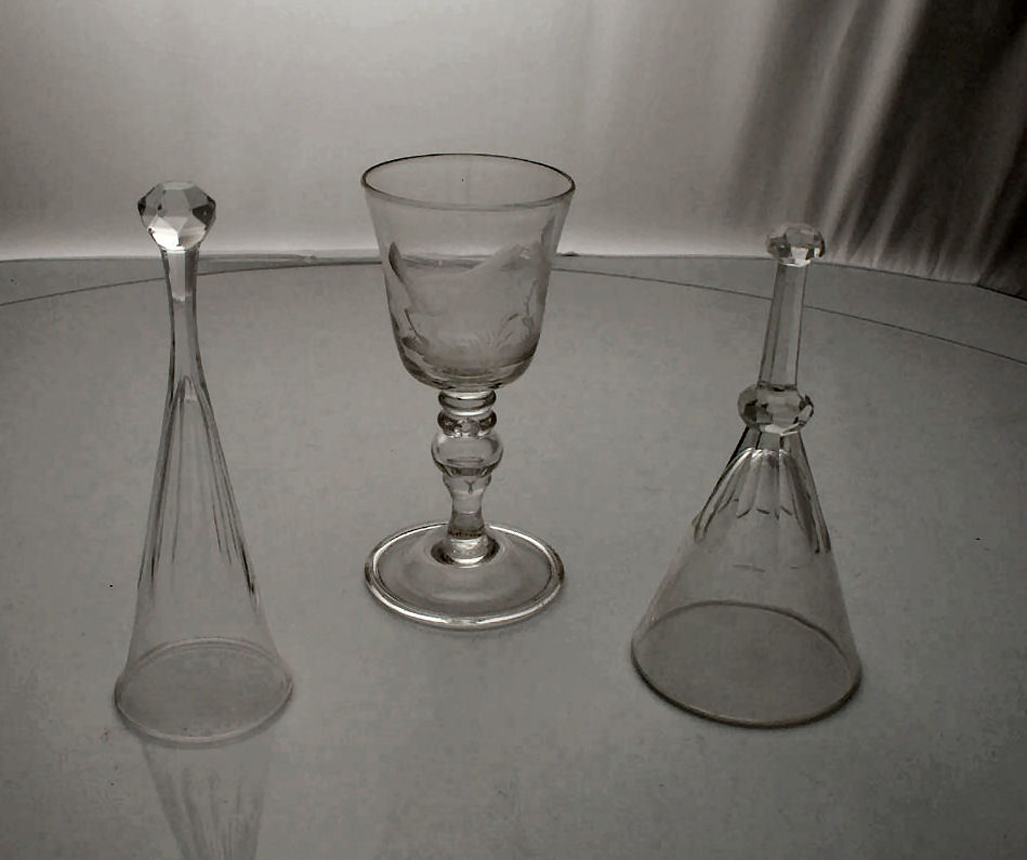 Two 19th century faceted stirrup cups