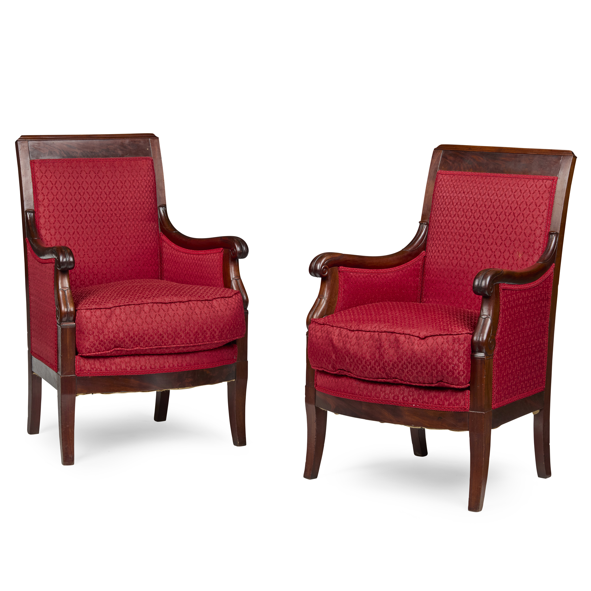 PAIR OF FRENCH EMPIRE MAHOGANY ARMCHAIRS