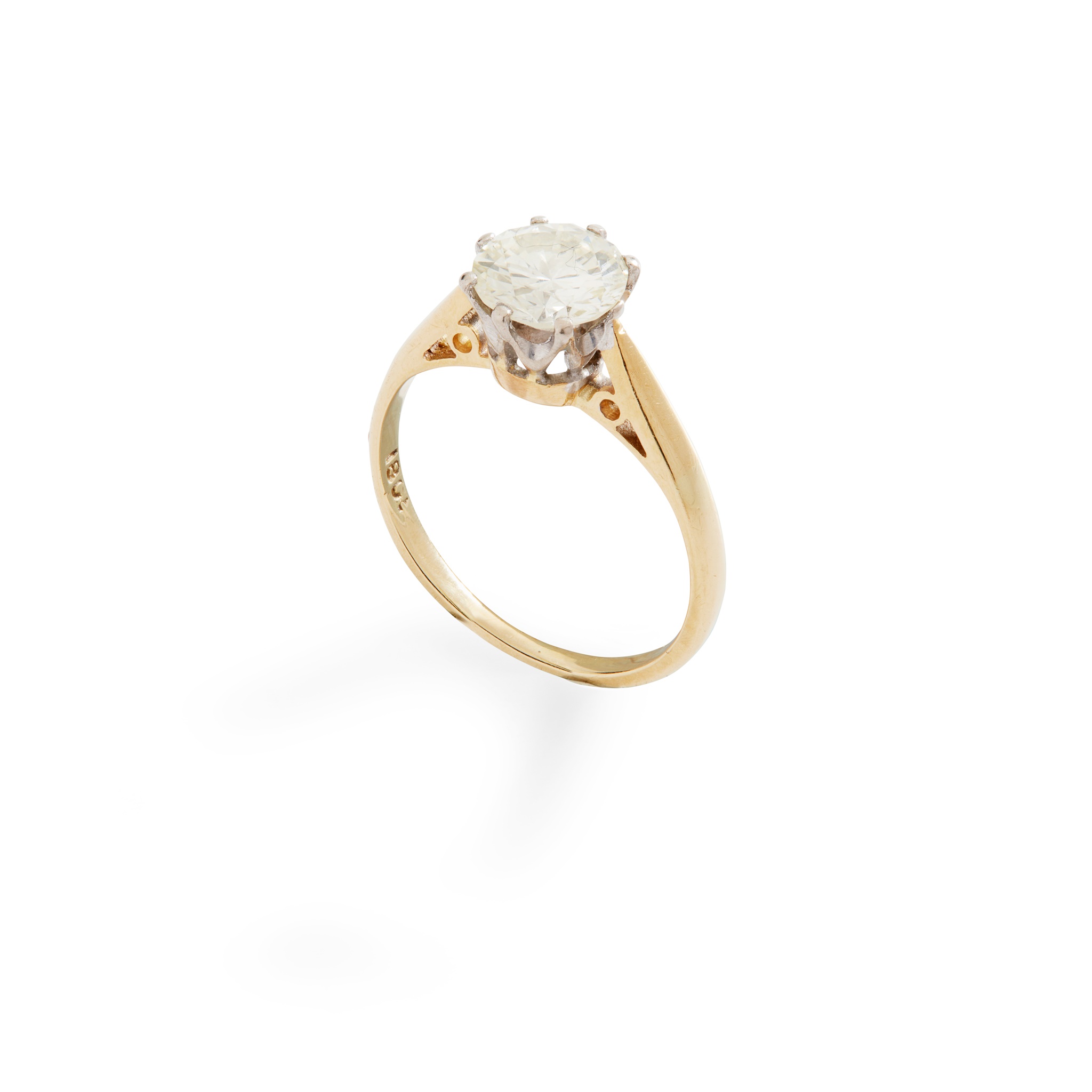 A diamond single-stone ring on 18ct yellow gold