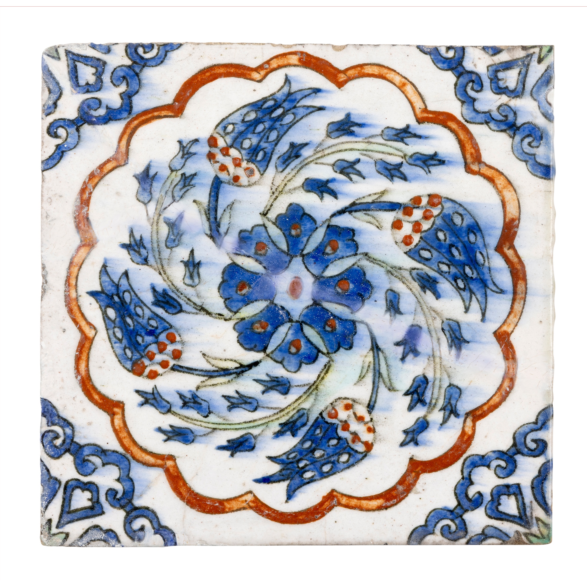 A PAIR OF SAFAVID KUBACHI POTTERY TILES