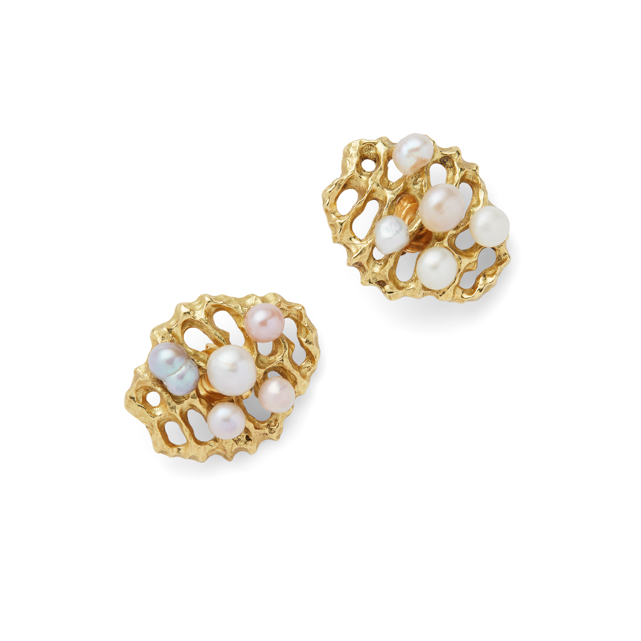 A pair of 18ct gold Scottish freshwater pearl earrings