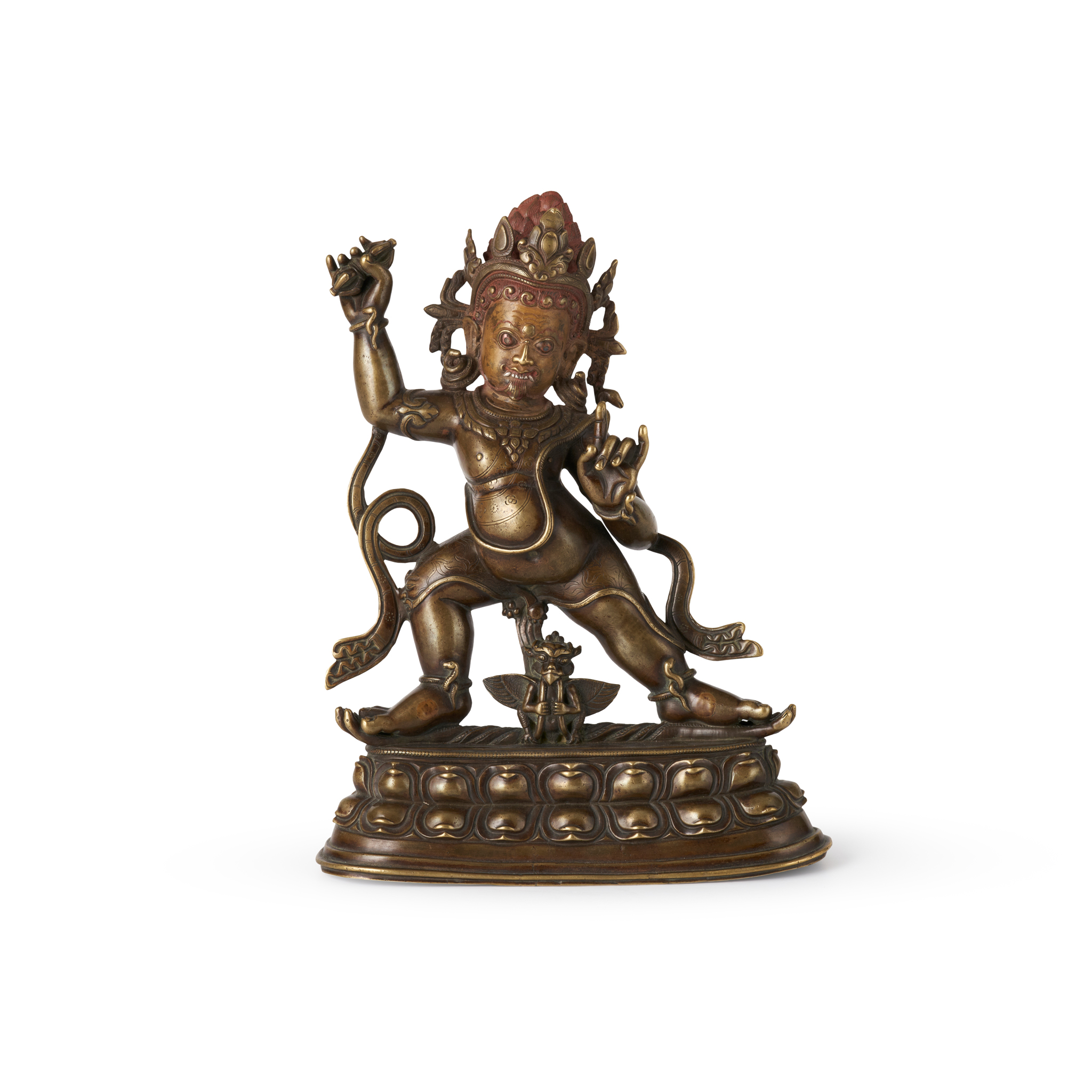 SILVER AND COPPER INLAID COPPER ALLOY FIGURE OF VAJRAPANI