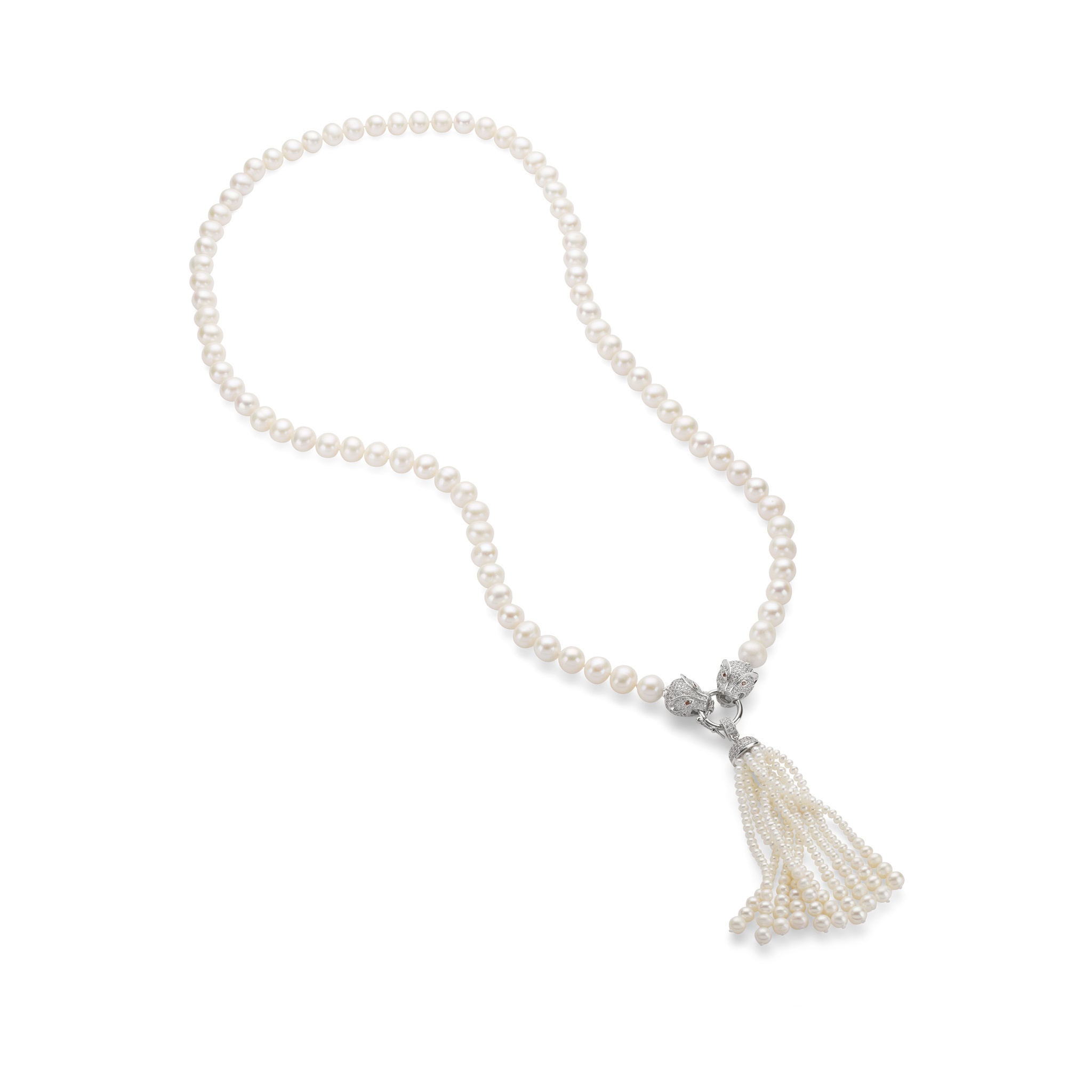 A cultured pearl and diamond necklace