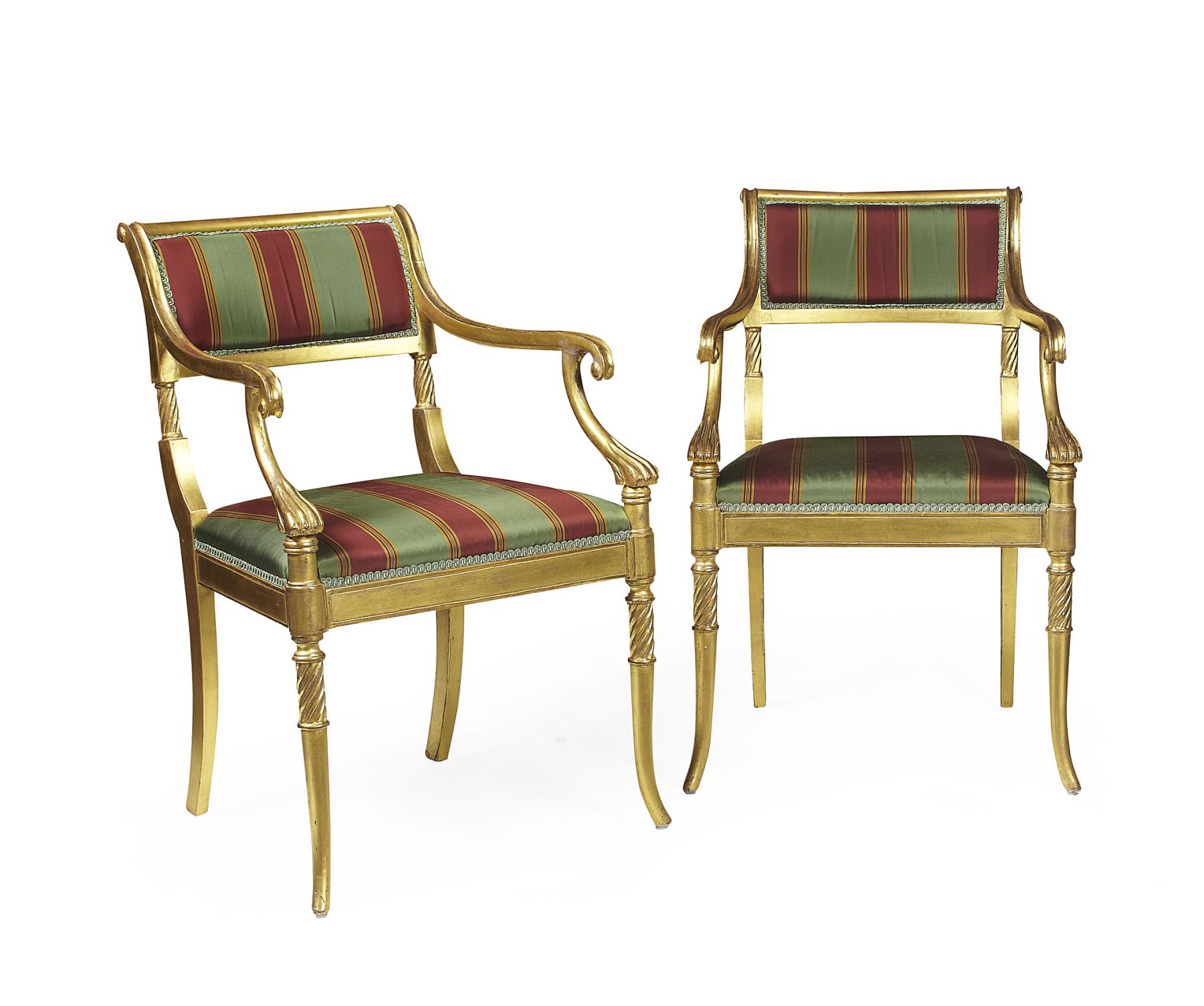PAIR OF GILTWOOD REGENCY STYLE ARMCHAIRS