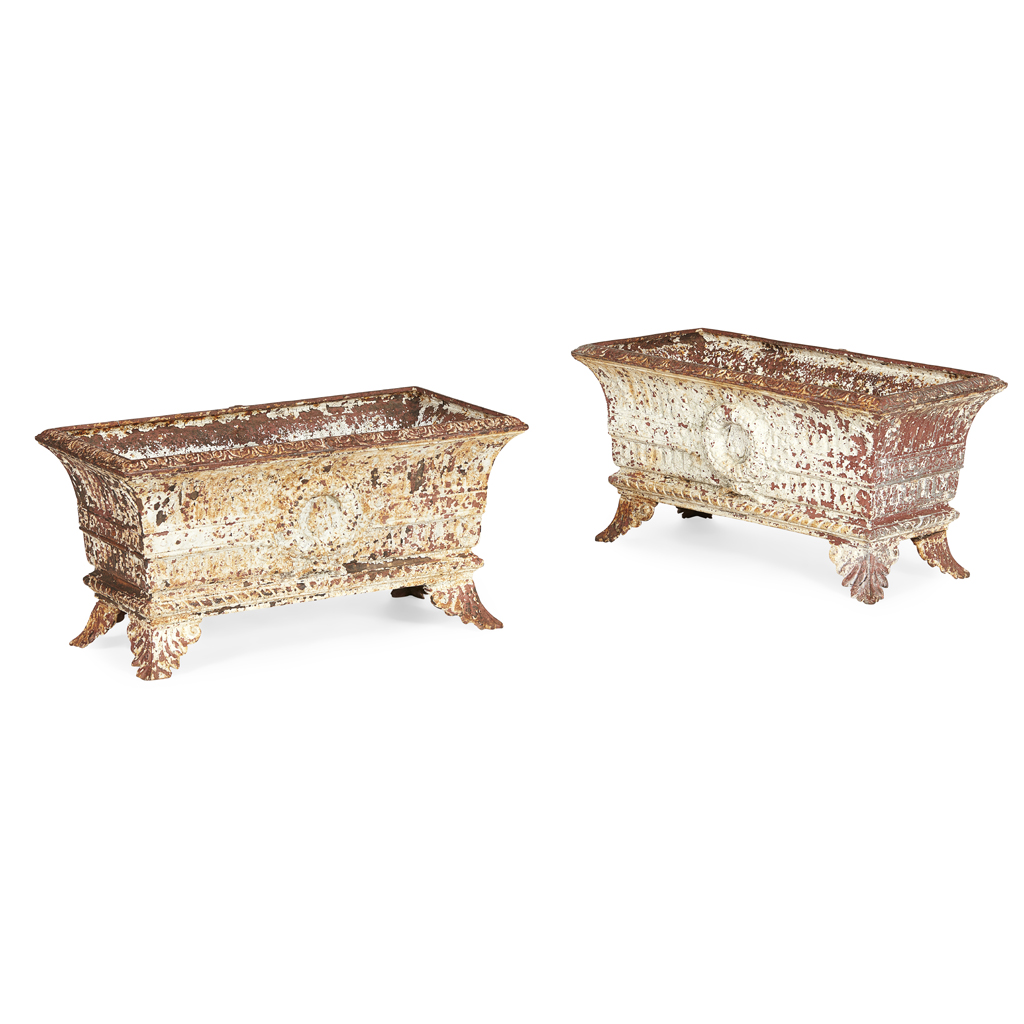 PAIR OF VICTORIAN PAINTED CAST IRON PLANTERS