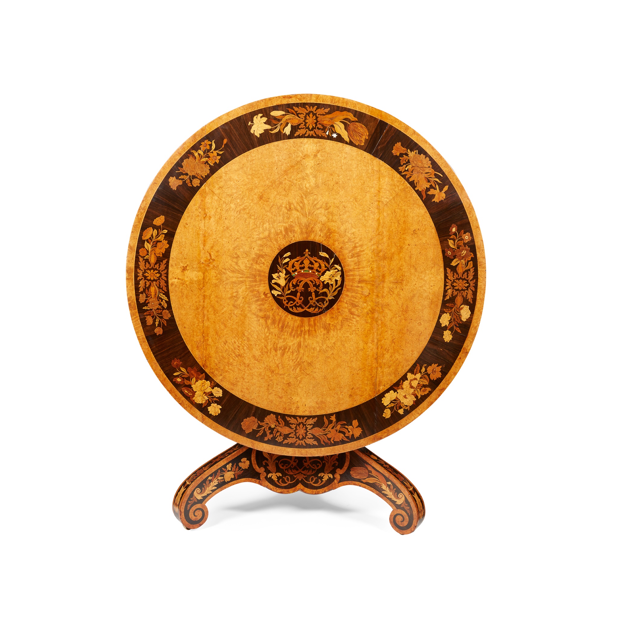 KING LOUIS-PHILIPPE'S AMBOYNA, WALNUT, IVORY AND EBONY MARQUETRY CENTRE TABLE, ATTRIBUTED TO GEORGE BLAKE & CO.