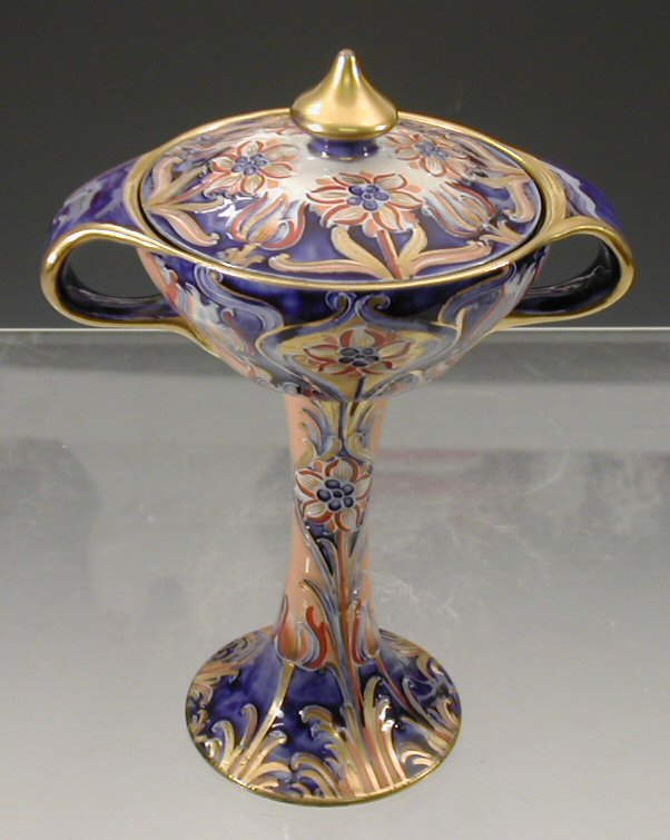 A Moorcroft 'Florian Ware' twin handled chalice and cover