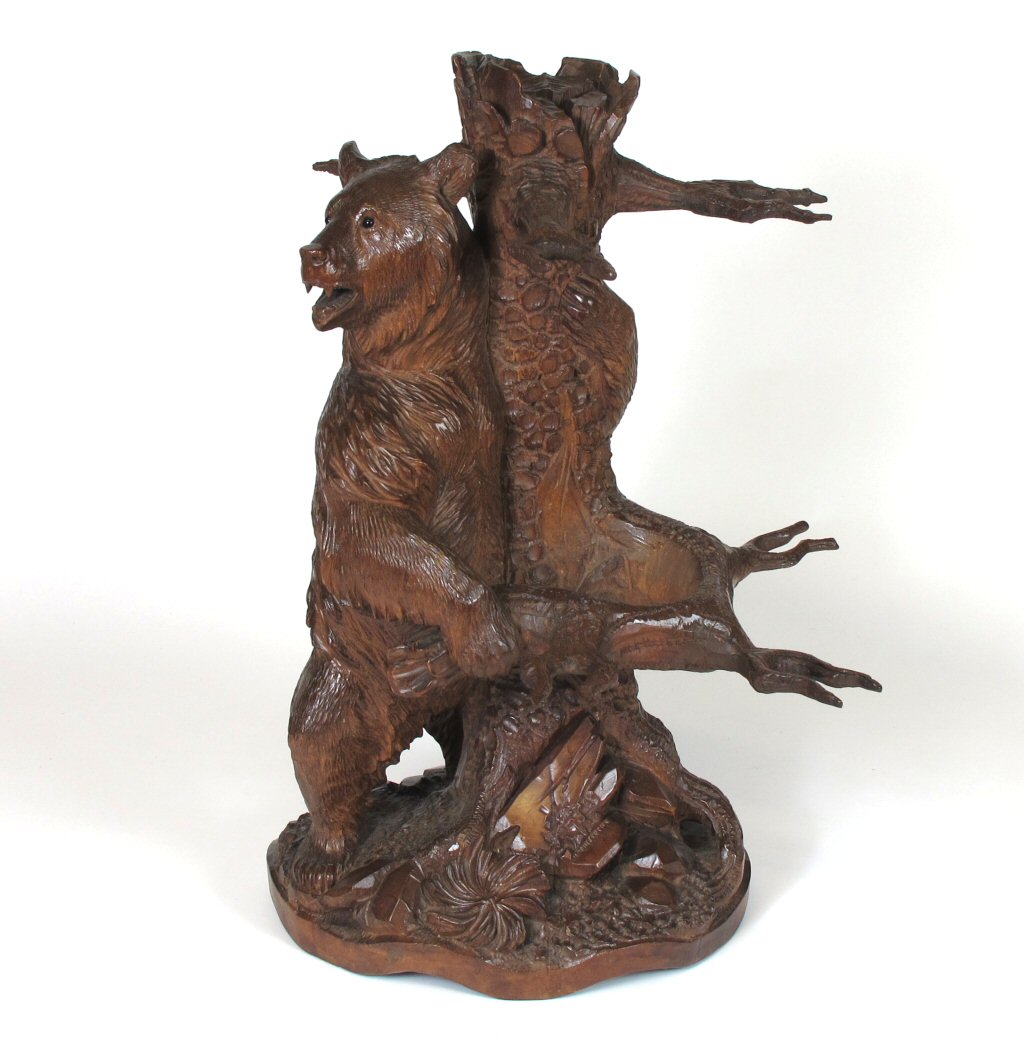 BLACK FOREST CARVED DECANTER STAND