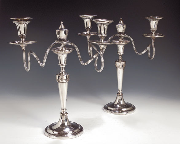 A pair of Old Sheffield plate candelabra