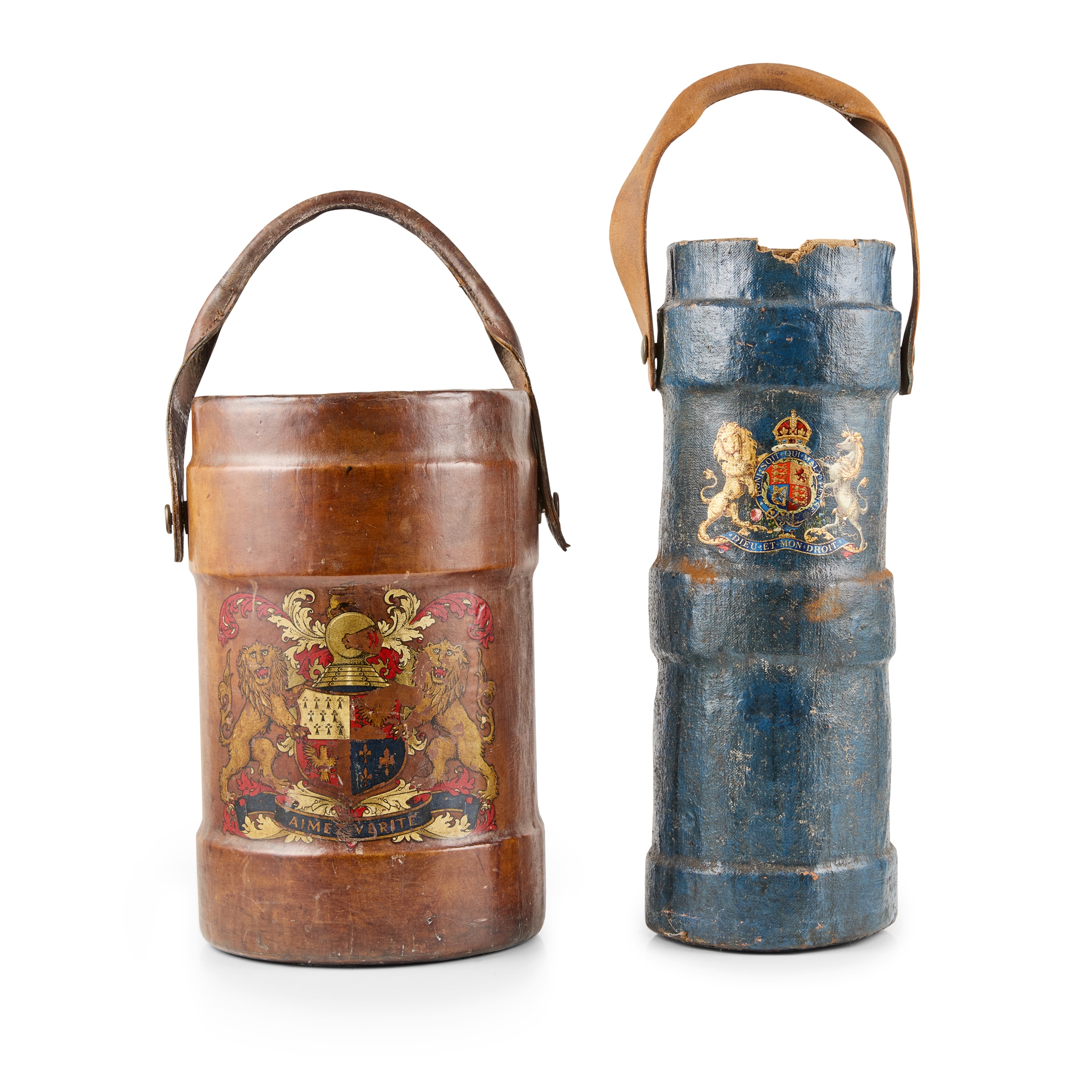 TWO CORDITE CASE STICK STANDS