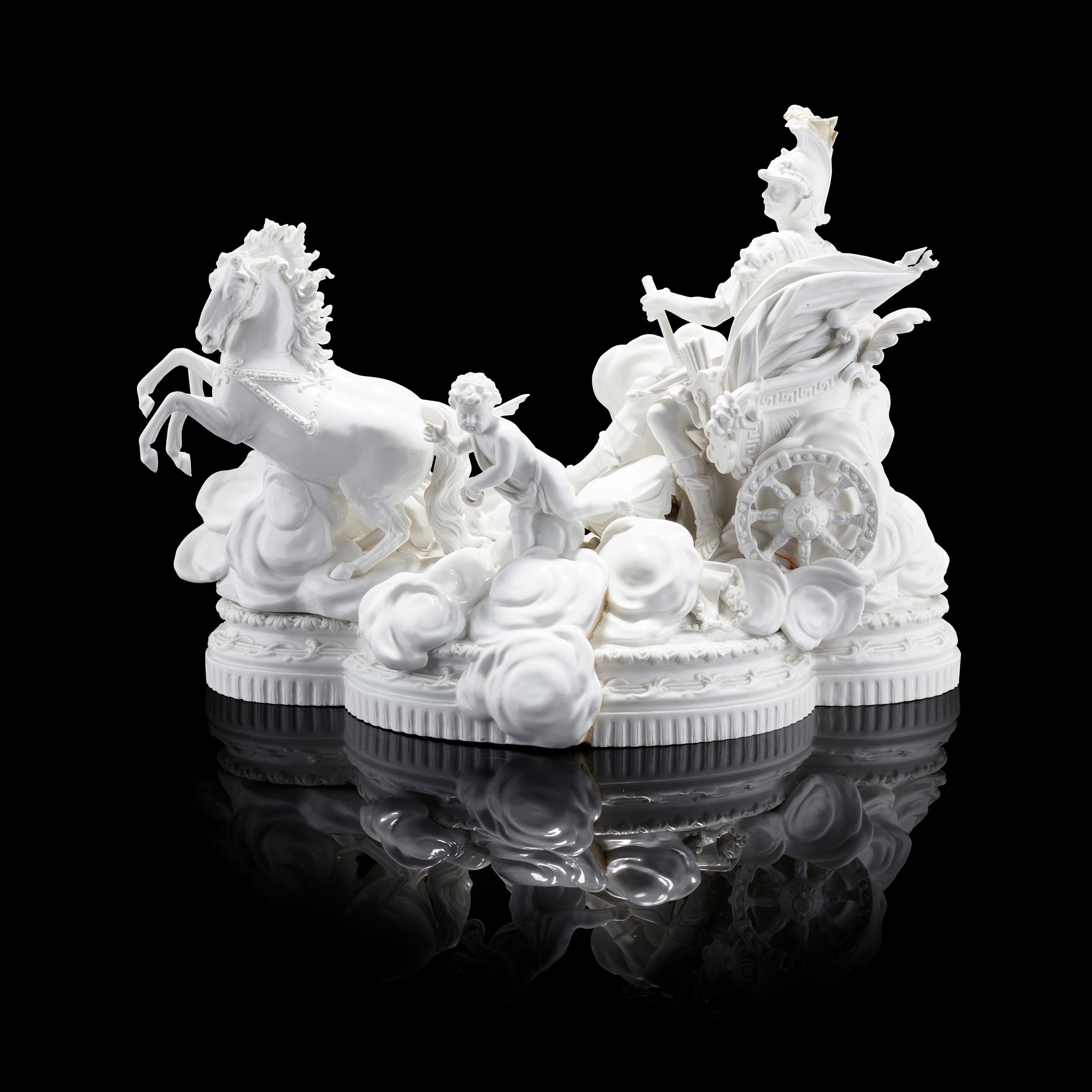 A LARGE MEISSEN PORCELAIN BLANC DE CHINE MYTHOLOGICAL FIGURE GROUP