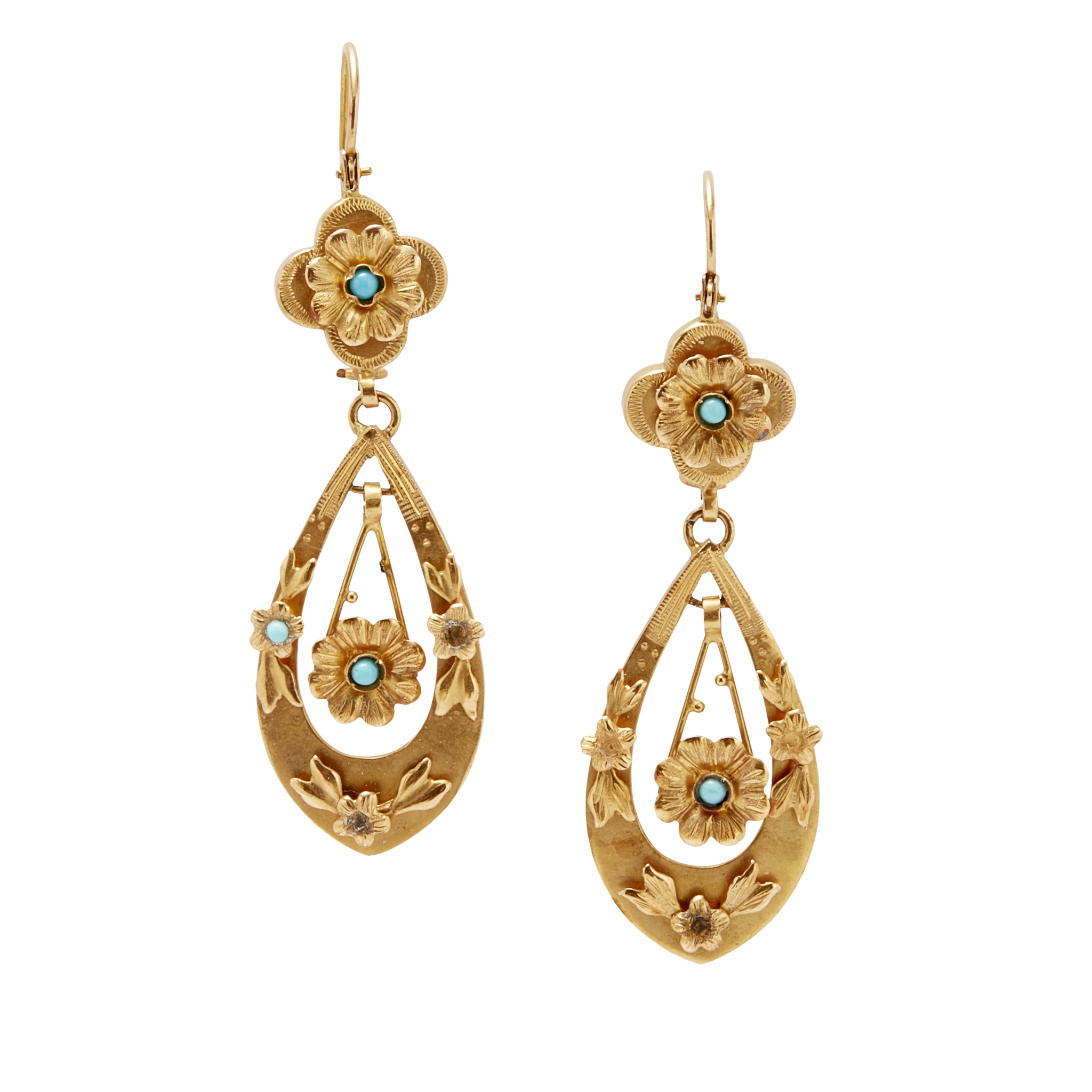 A pair of 15ct gold pendant earrings