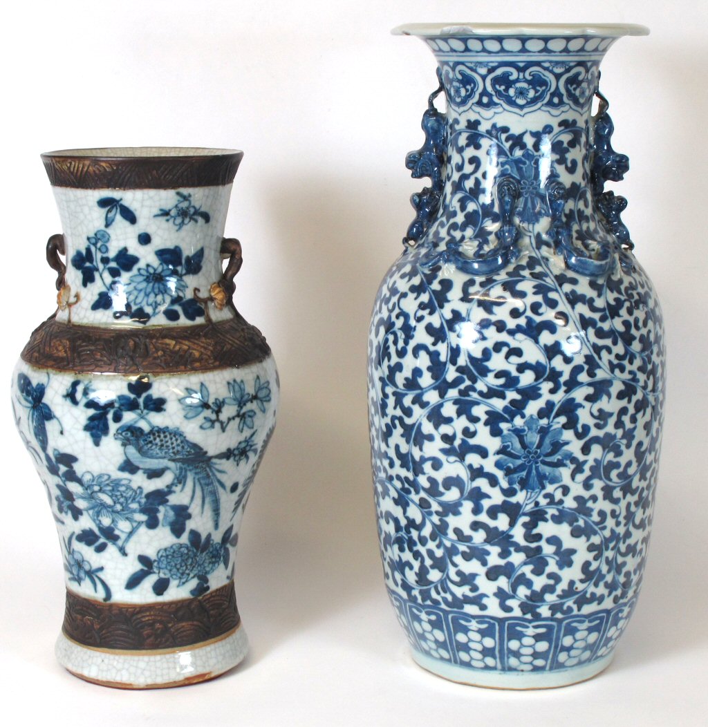 TWO CHINESE BLUE AND WHITE VASES