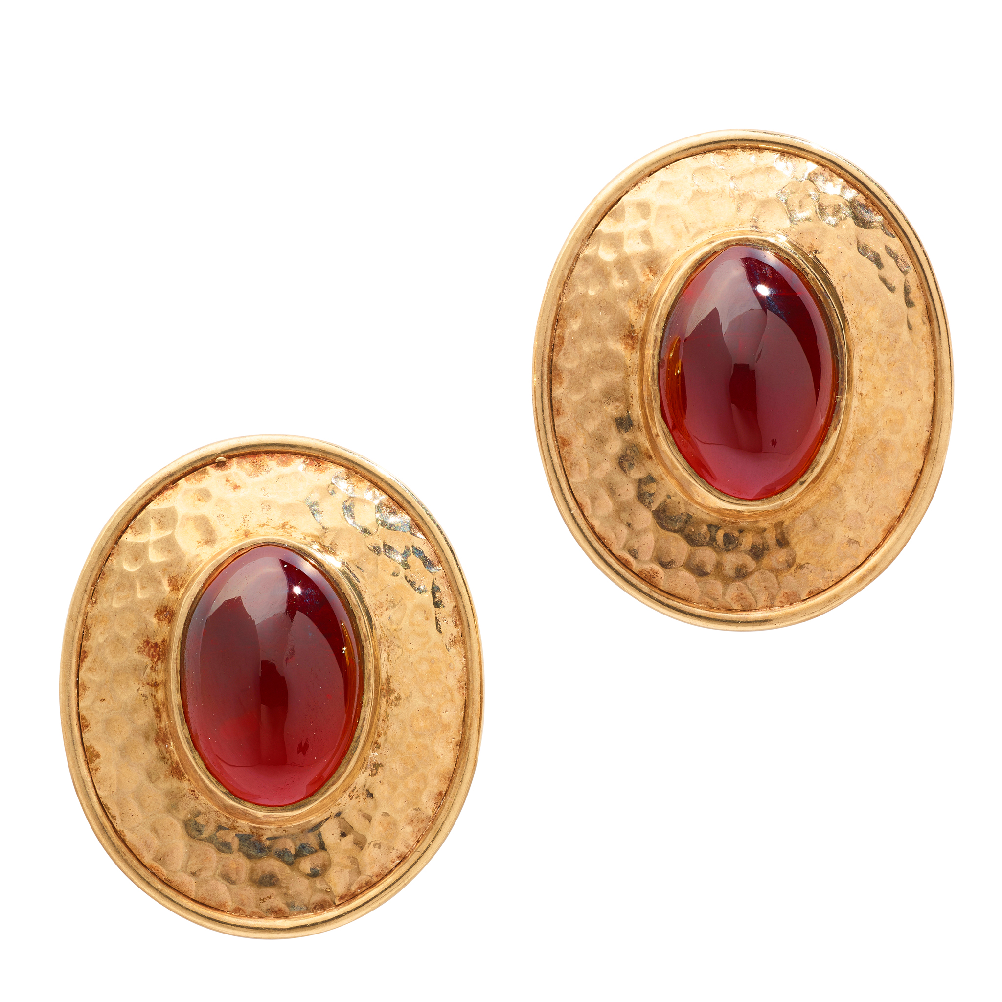 A pair of 9ct gold garnet earrings