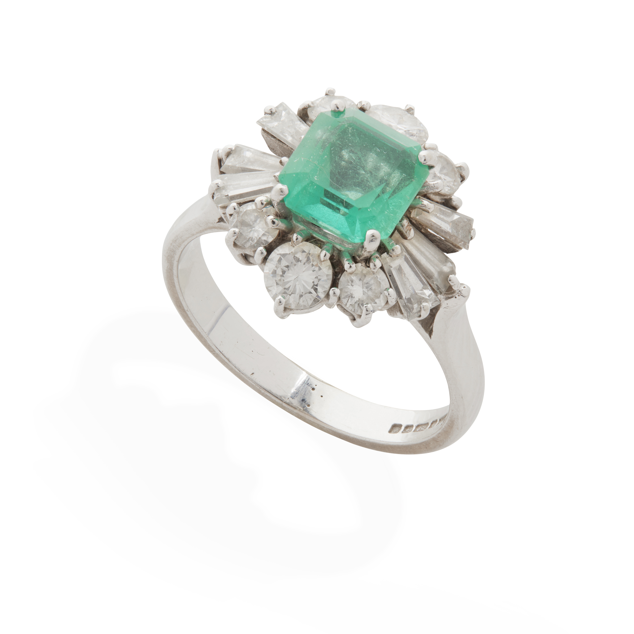 An 18ct gold emerald and diamond cocktail ring