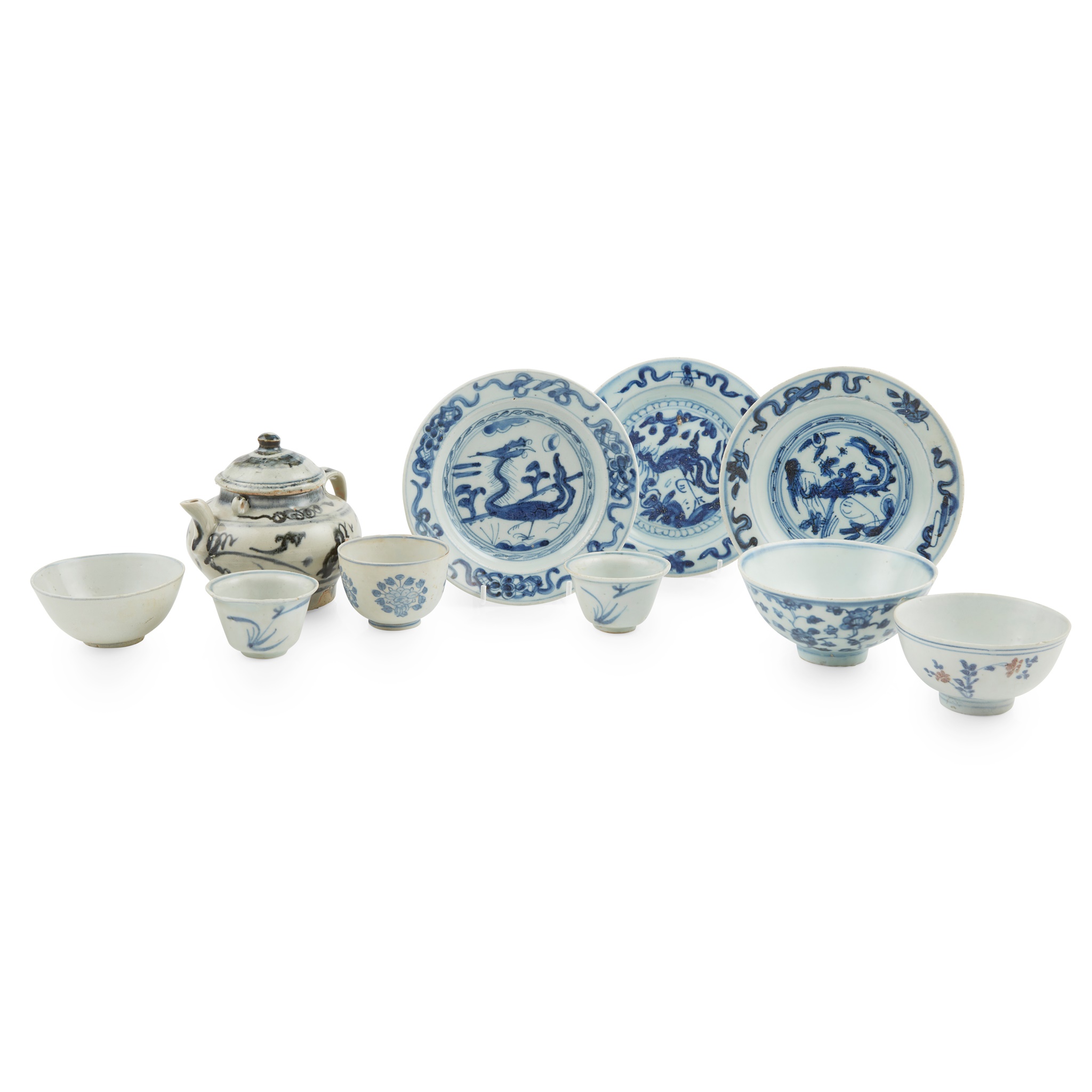 GROUP OF TEN BLUE AND WHITE WARES