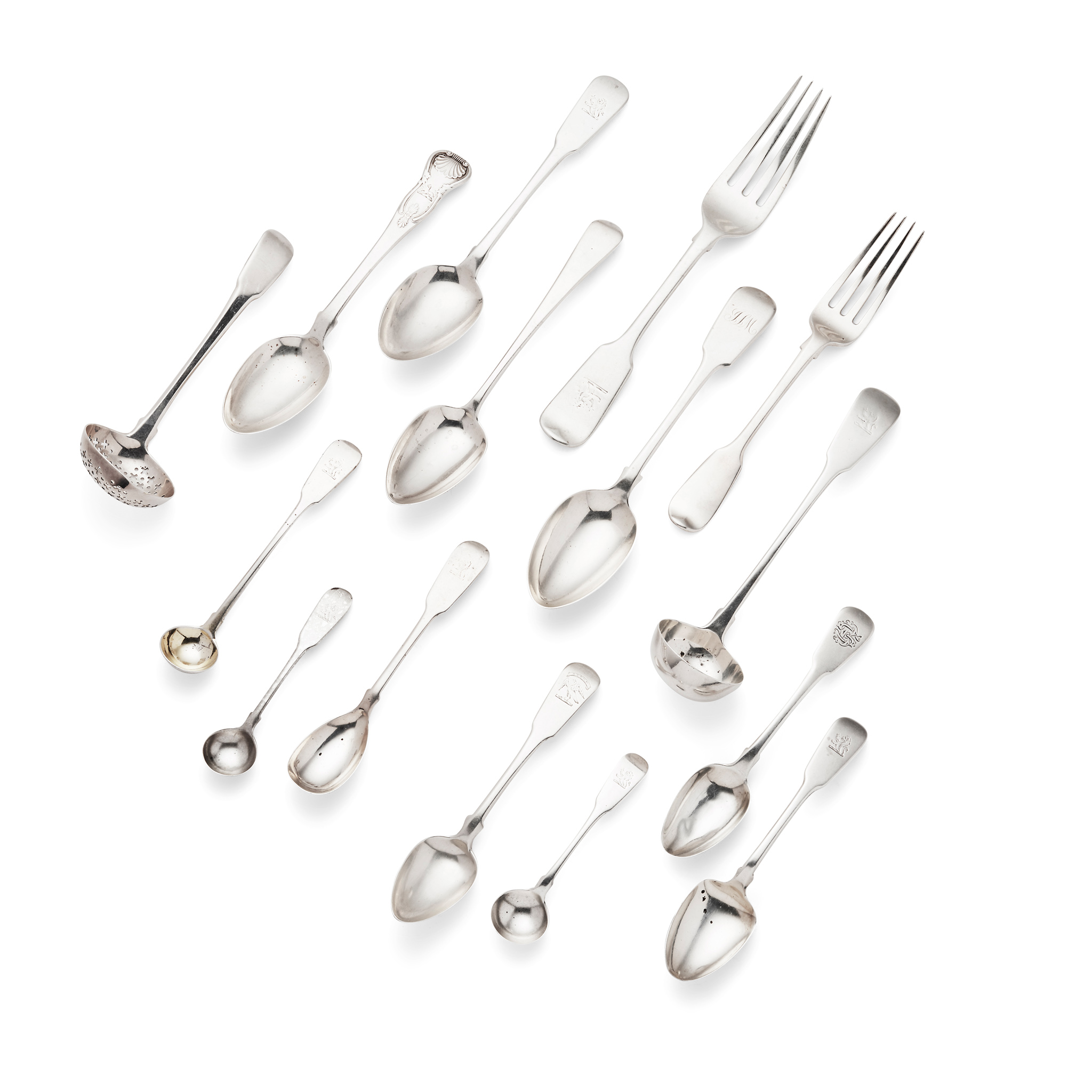 A COLLECTION OF FIDDLE PATTERN FLATWARE