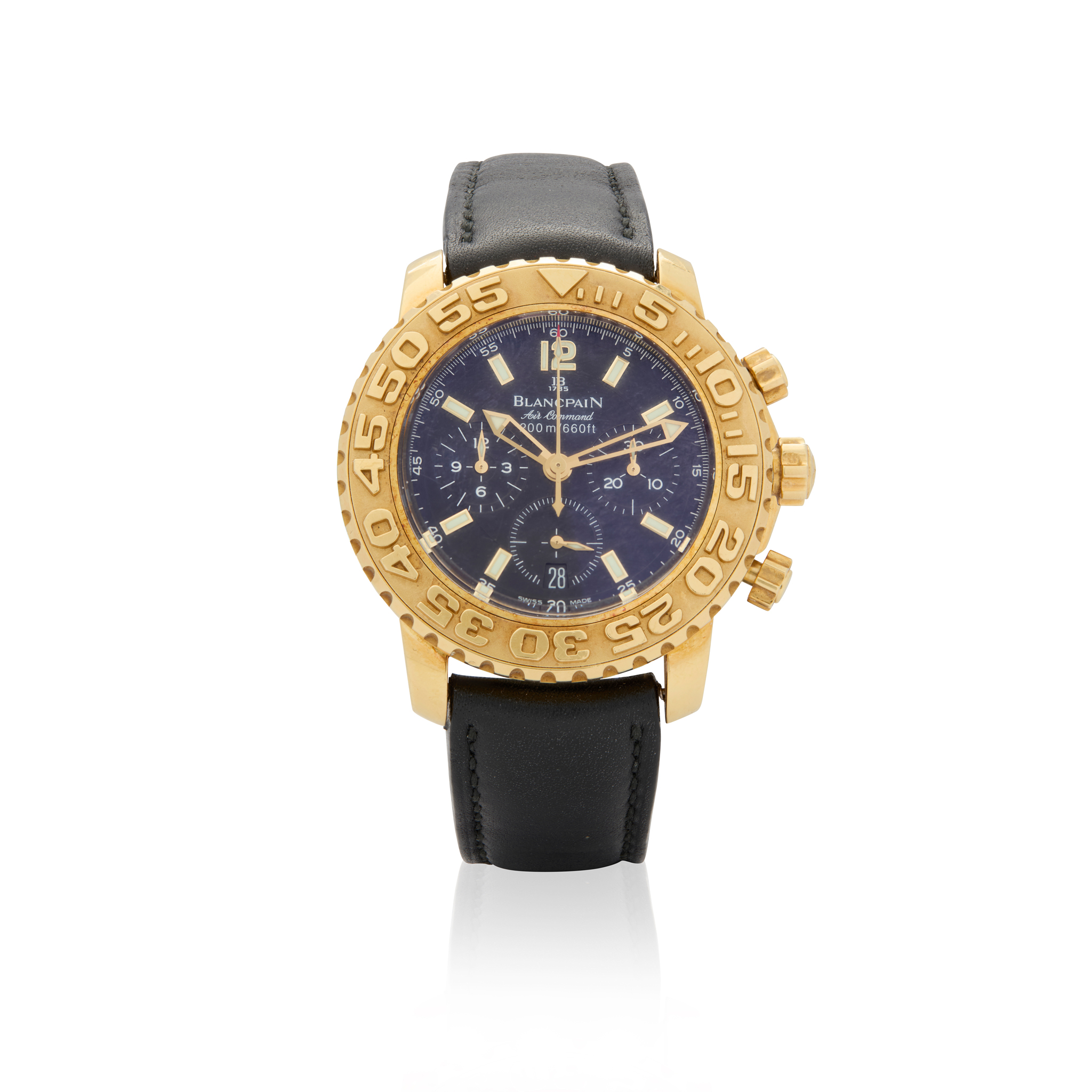 Blancpain. A fine and rare 18k gold automatic flyback chronograph wristwatch