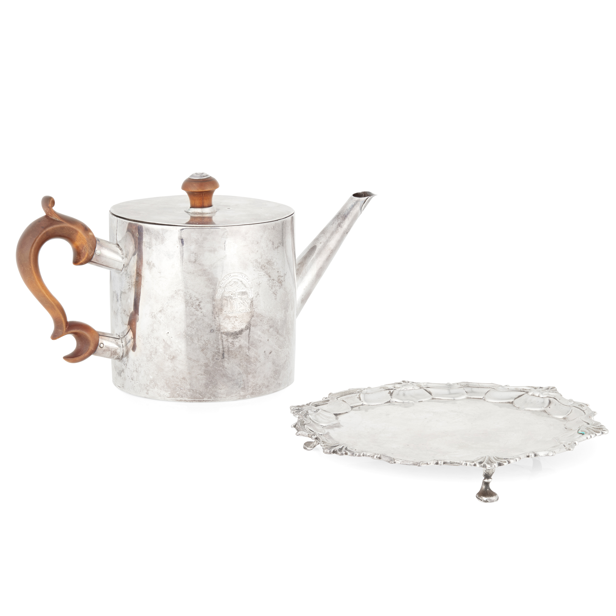 A GEORGE III TEAPOT AND MATCHING STAND