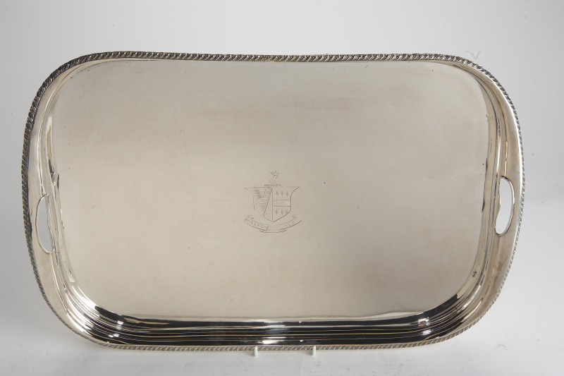 A large plated rectangular gallery tray