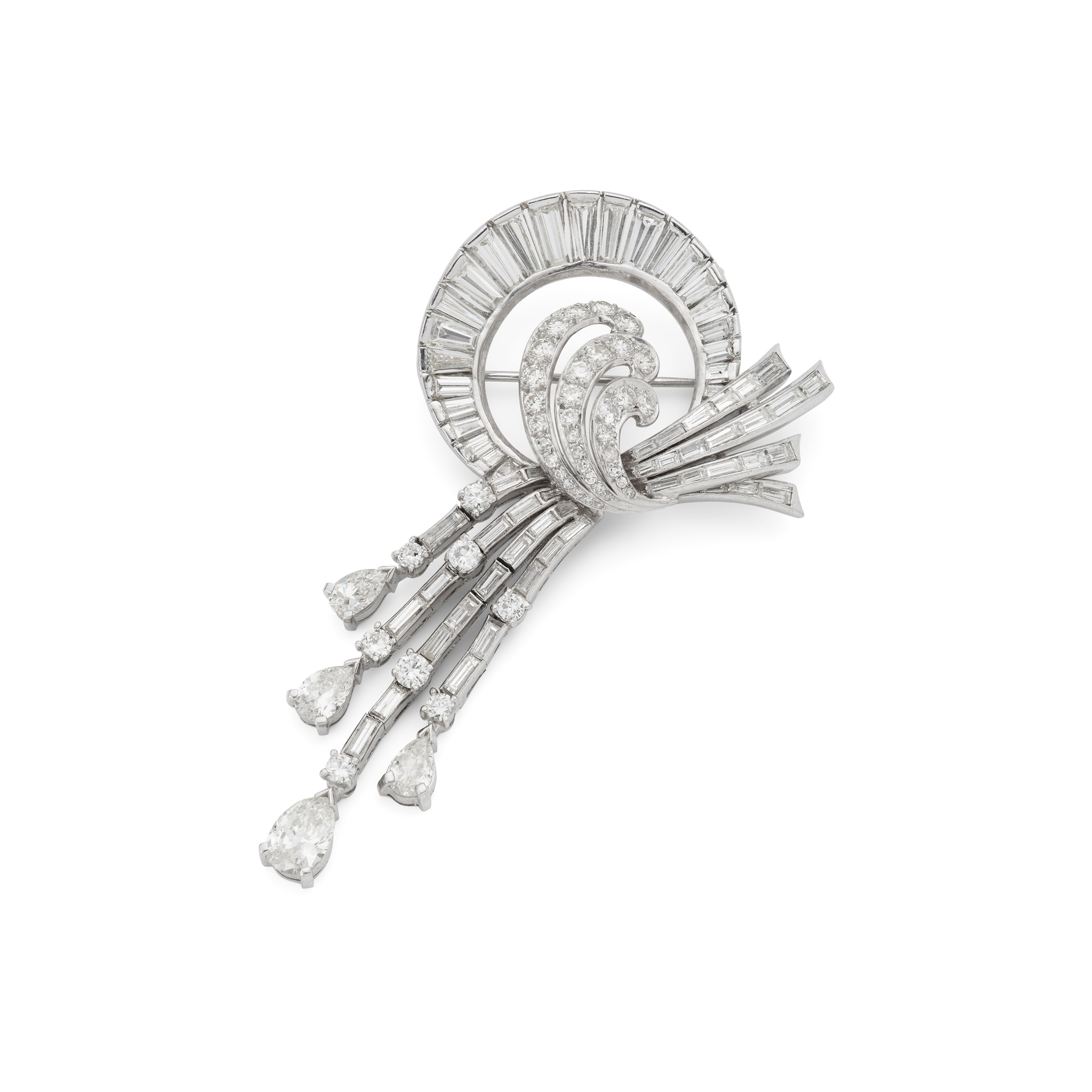 A diamond tassel brooch / pendant, circa 1965