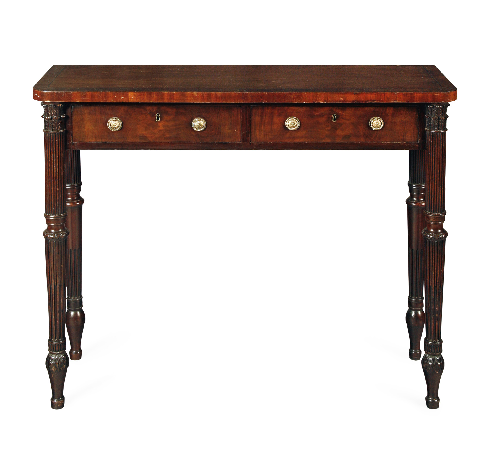 GEORGIAN MAHOGANY AND EBONY STRUNG SIDE TABLE