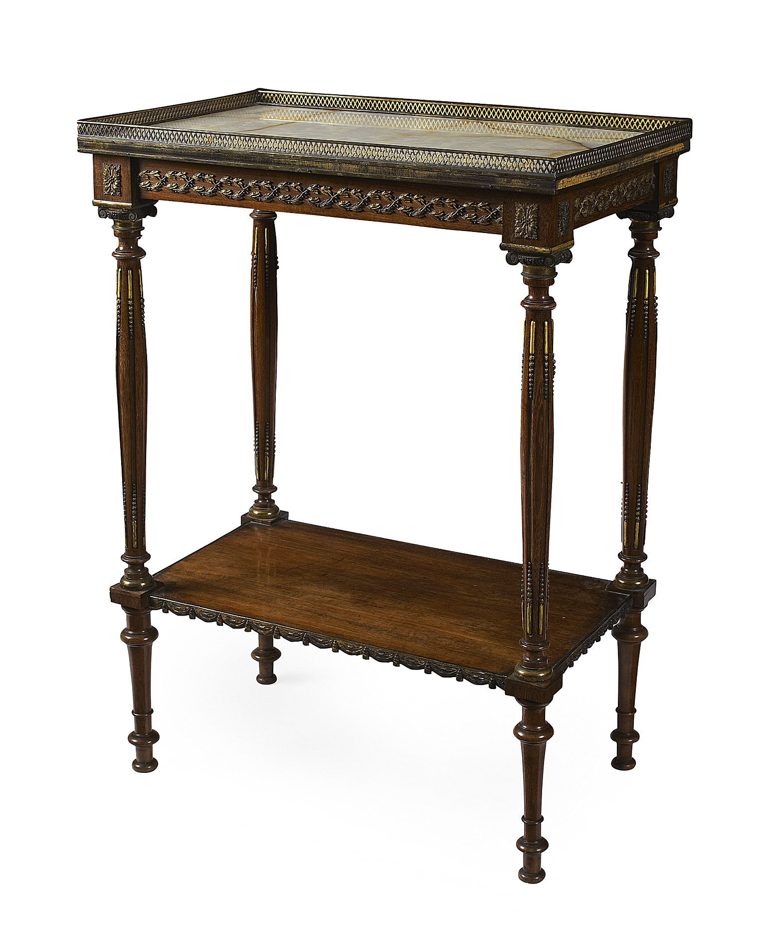 FRENCH MARBLE TOPPED MAHOGANY OCCASIONAL TABLE
