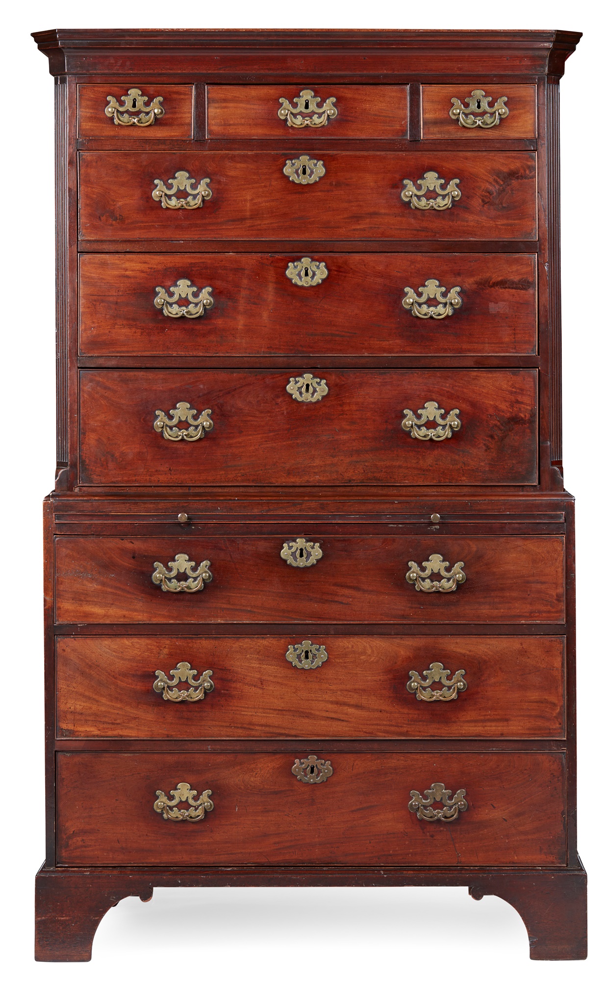 GEORGE III MAHOGANY CHEST-ON-CHEST