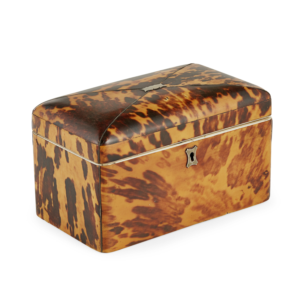 REGENCY TORTOISESHELL TEA CADDY