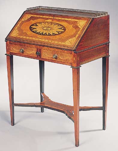 An early 20th century Adam style inlaid mahogany lady's writing desk