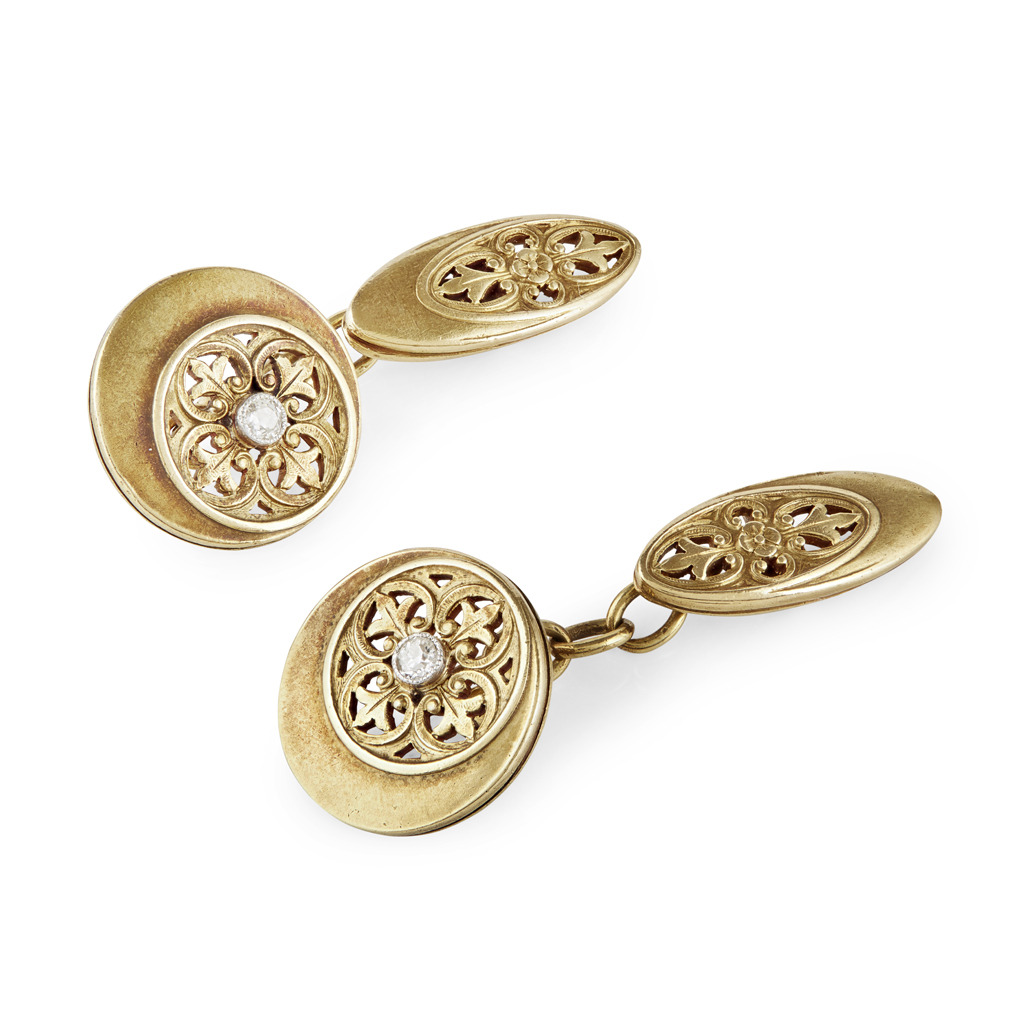 A pair of diamond set cufflinks