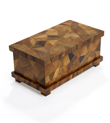 A small specimen wood parquetry games box By R & J Price, Scotland