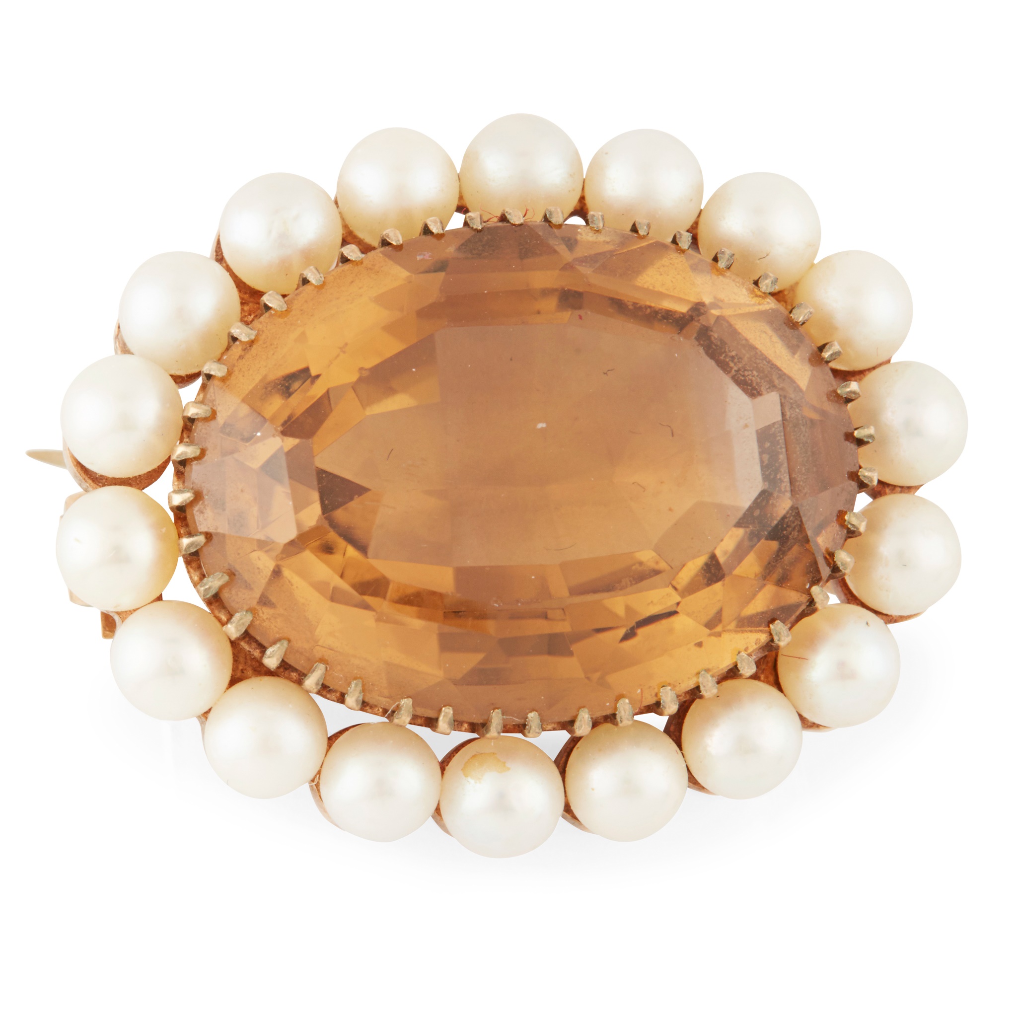 A Scottish pearl and citrine set brooch