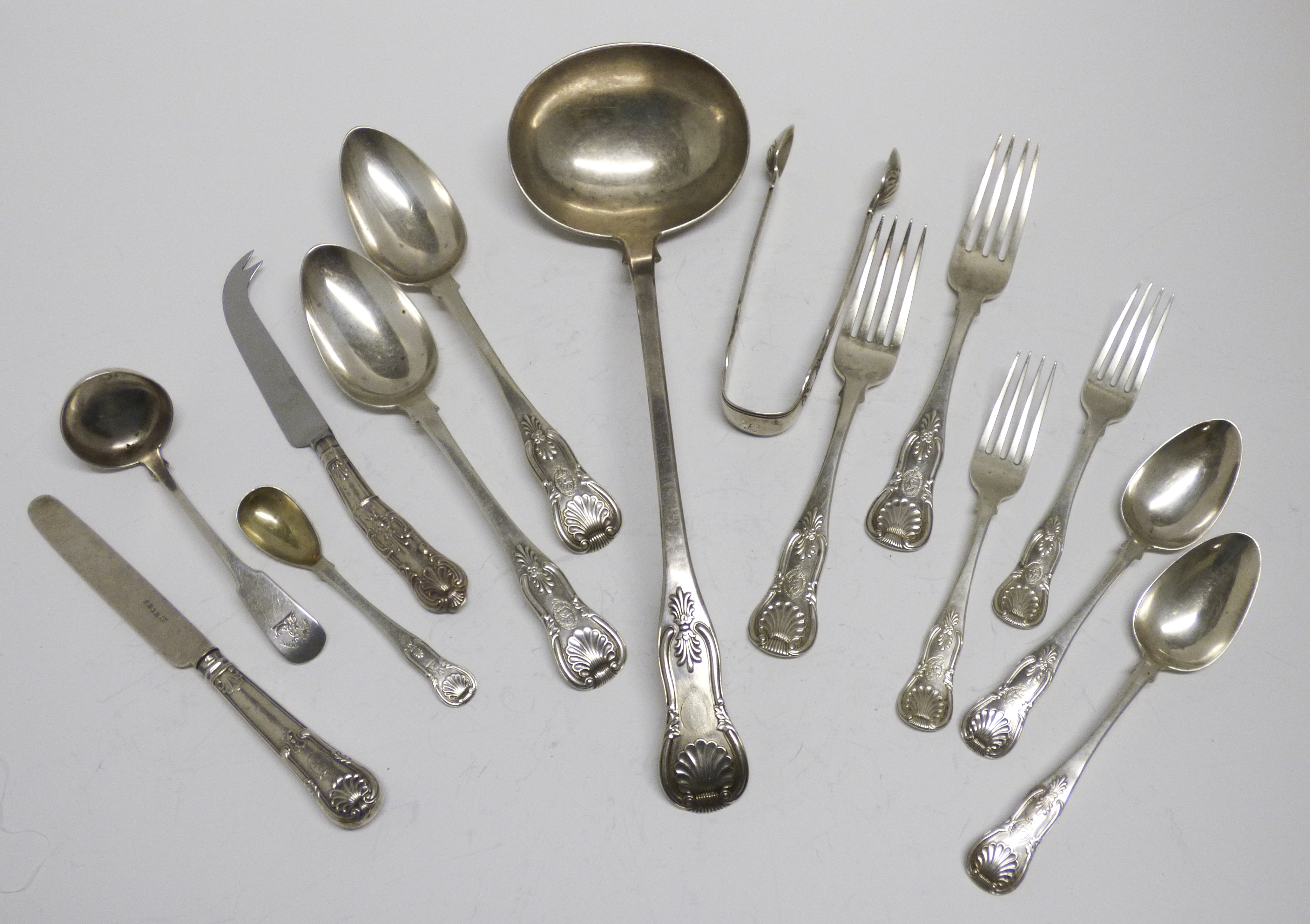 A part suite of Scottish Queen's pattern flatware