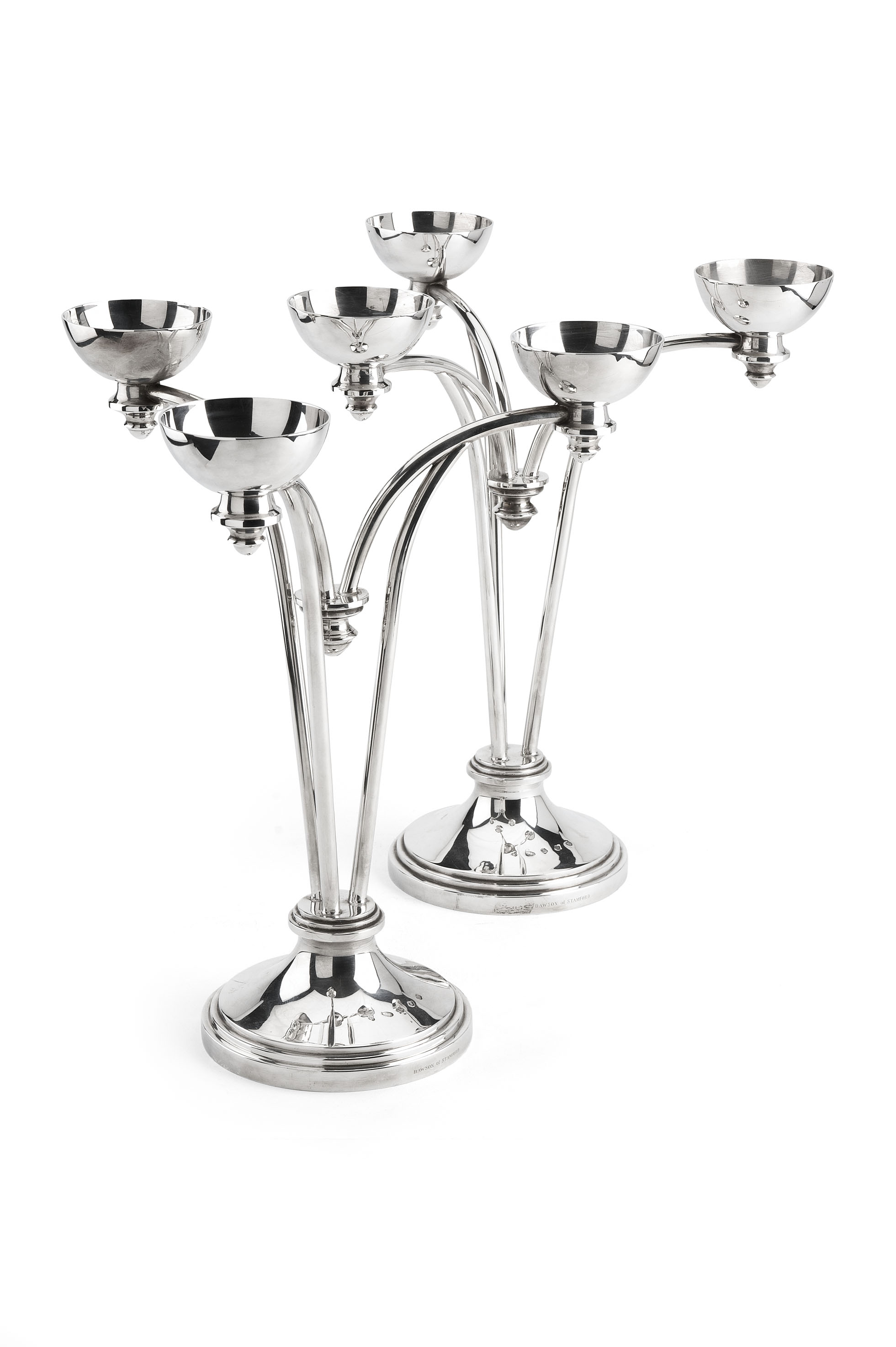 A pair of three-light candelabra